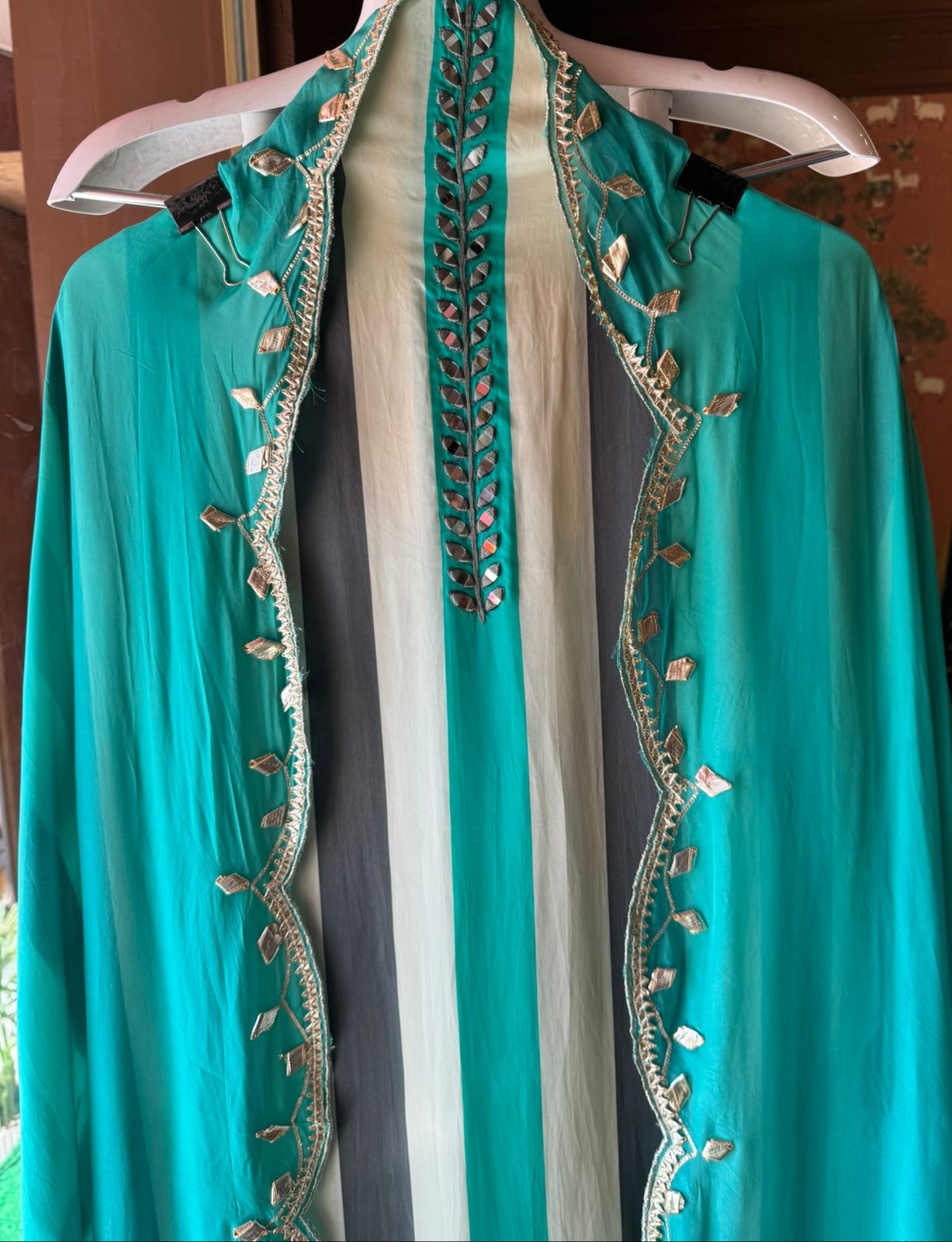 Stripes Organza silk Shirt (Unstitched)