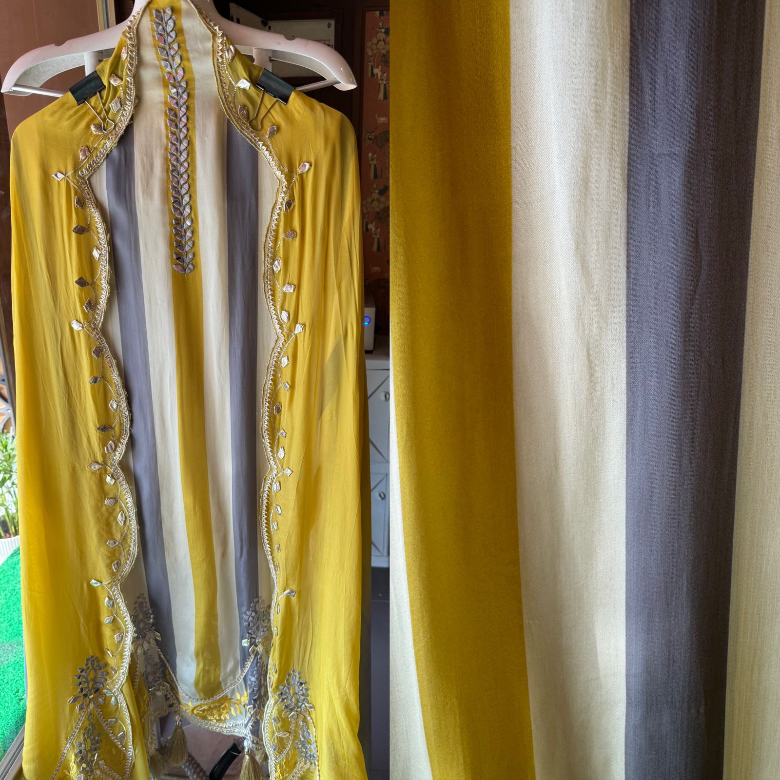 Stripes Organza silk Shirt (Unstitched)