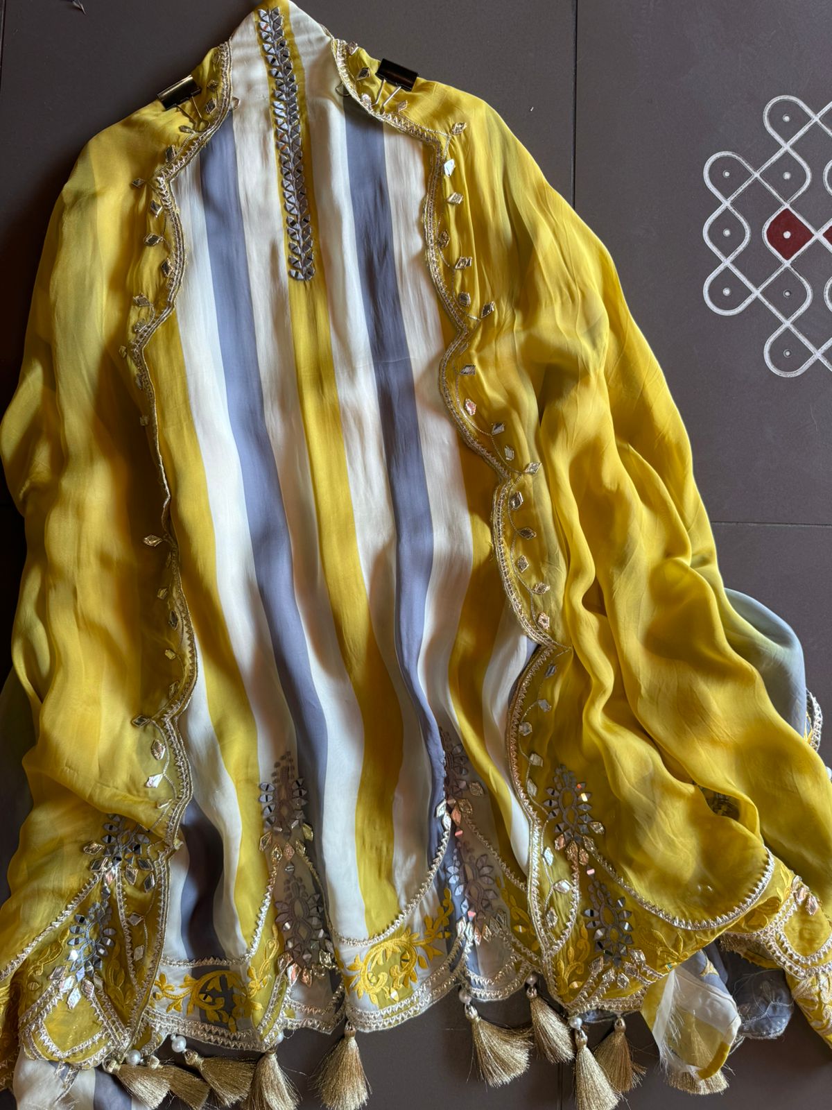 Stripes Organza silk Shirt (Unstitched)