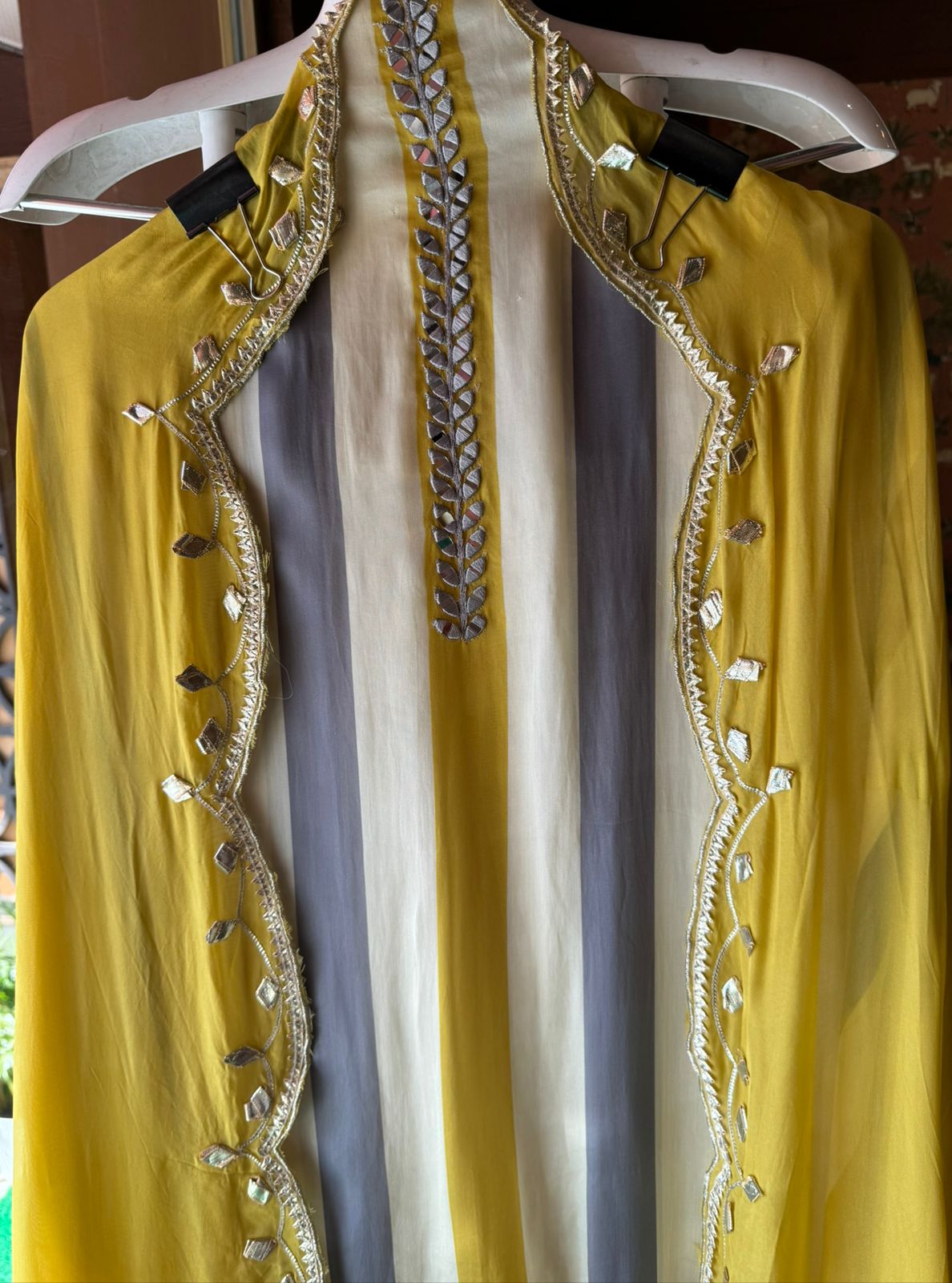 Stripes Organza silk Shirt (Unstitched)