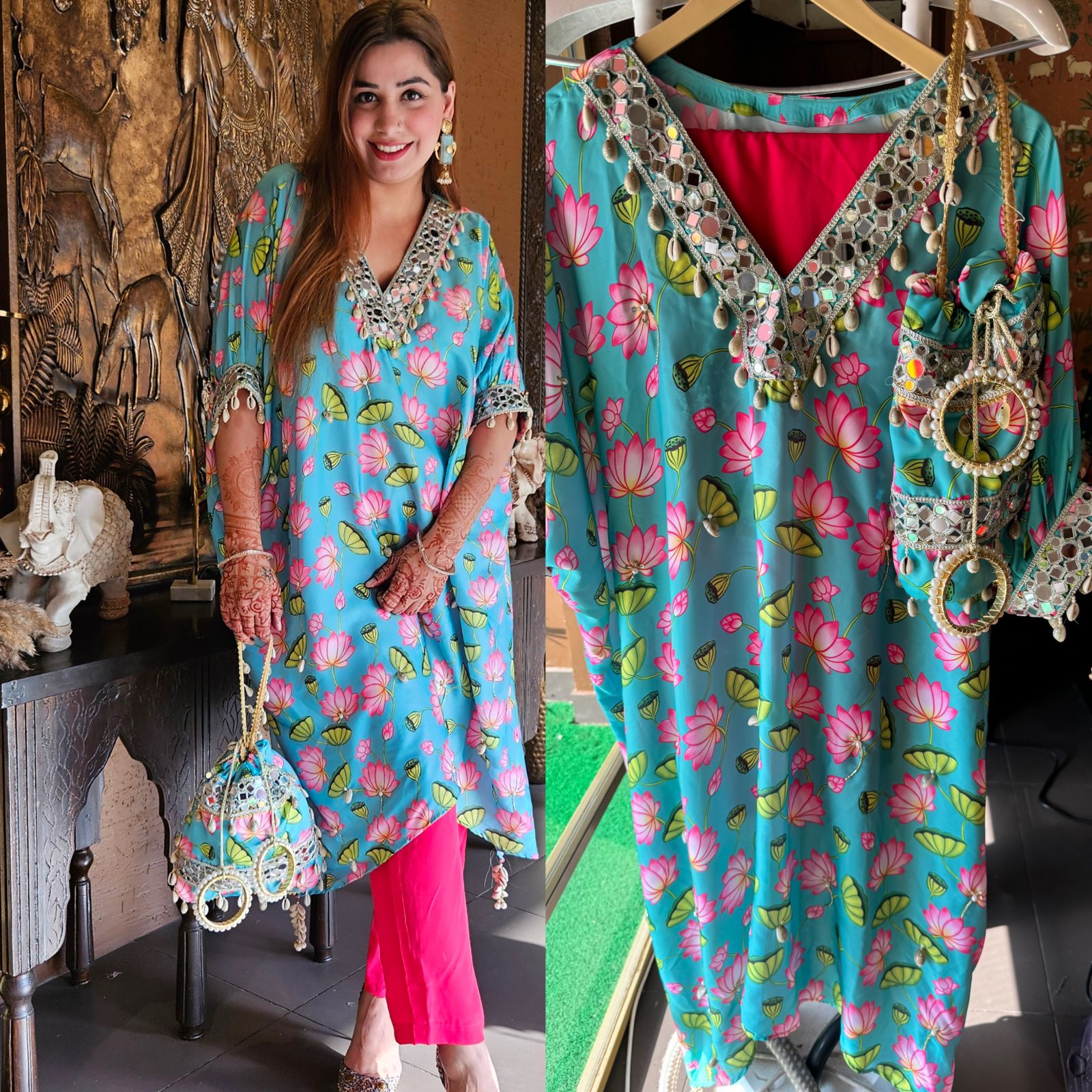 Shop our New Kaaftan set with Pichwai art