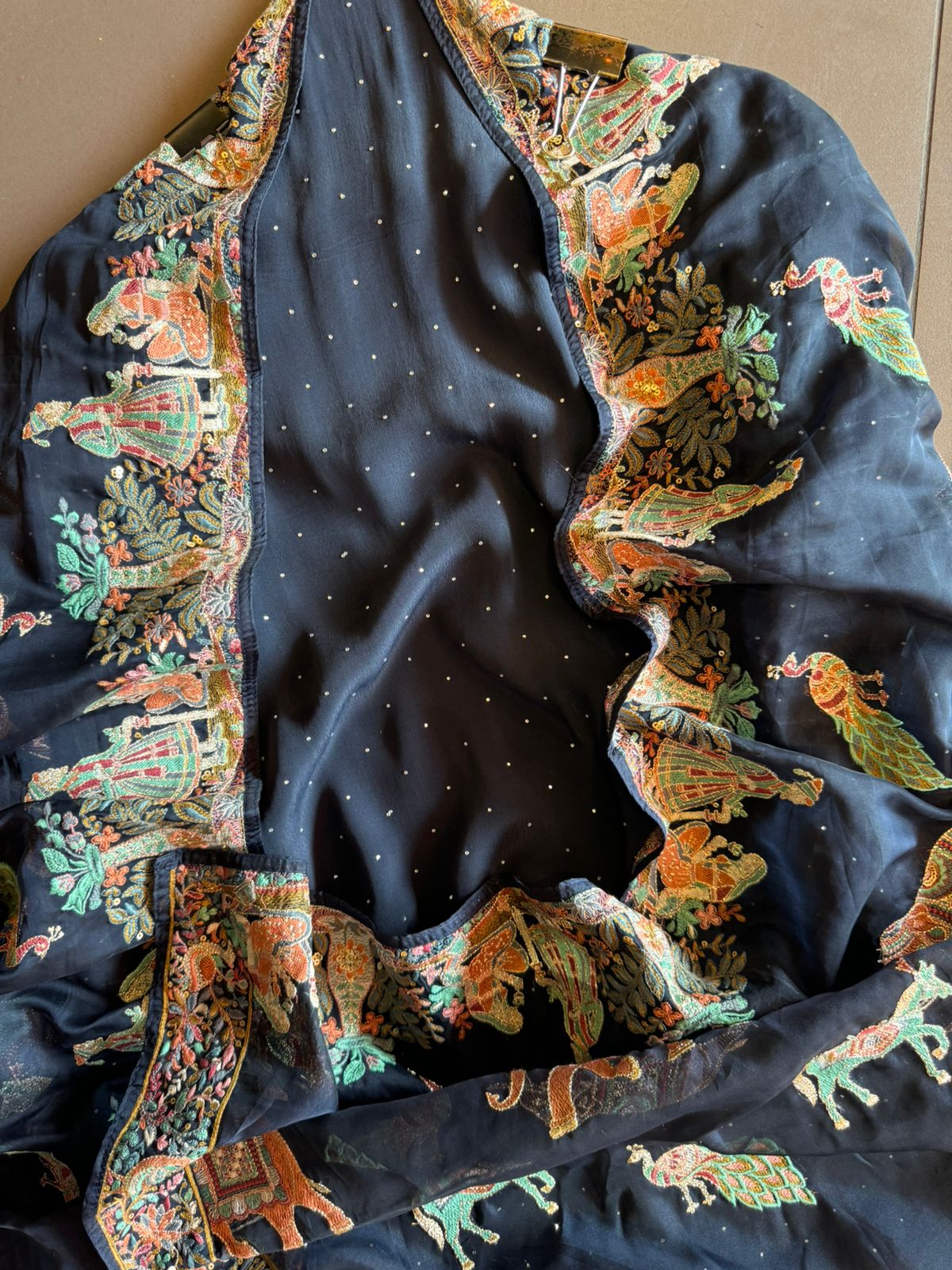 Pure crepe silk Shirt with complete Swarovski