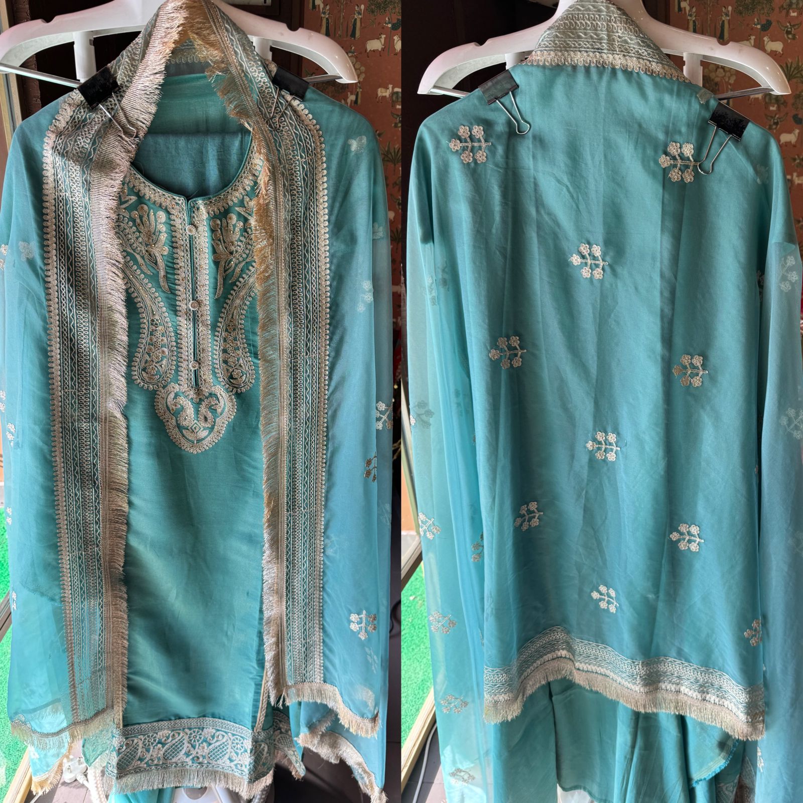 Silk jacquard unstitched shirt