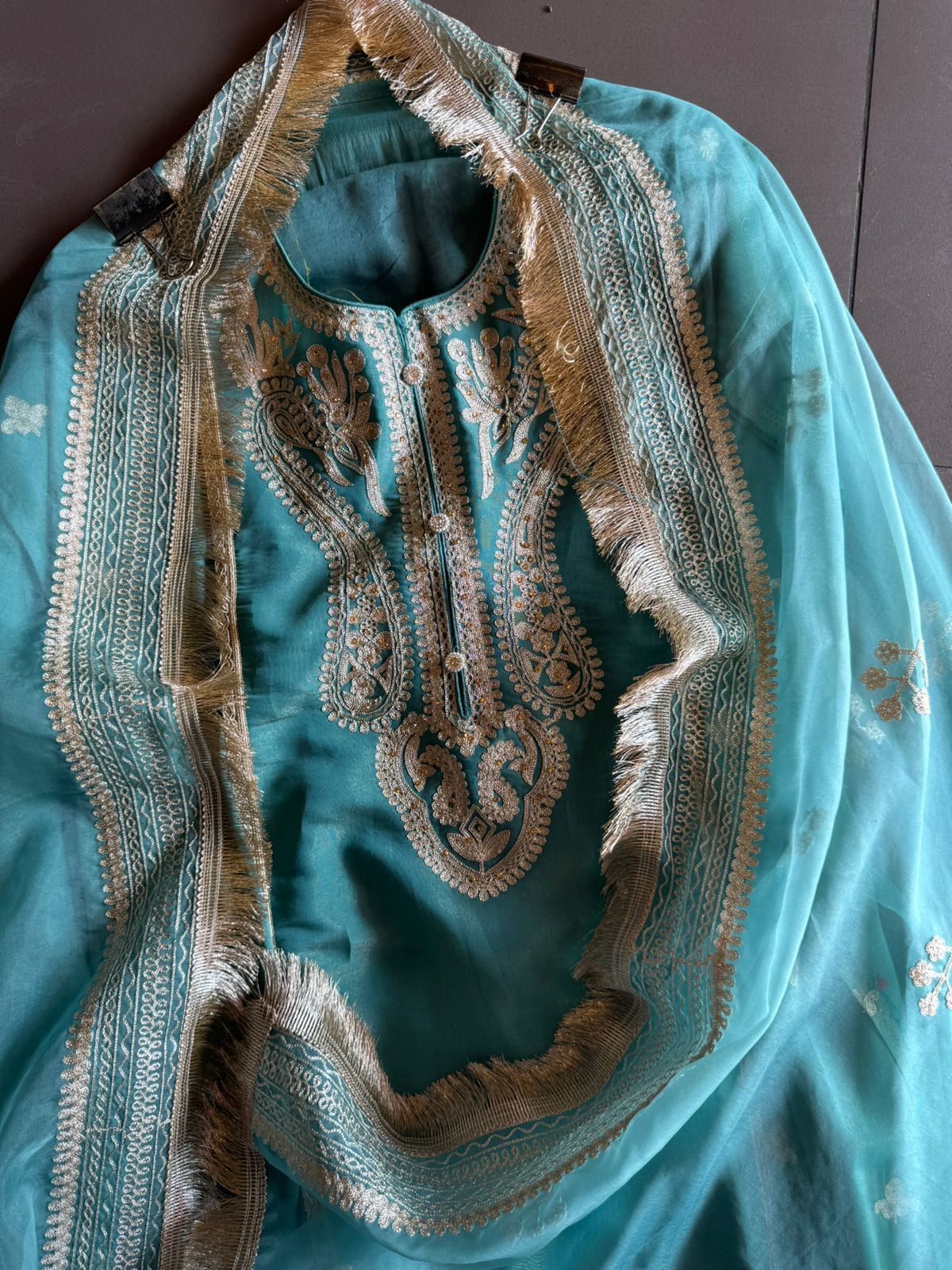 Silk jacquard unstitched shirt