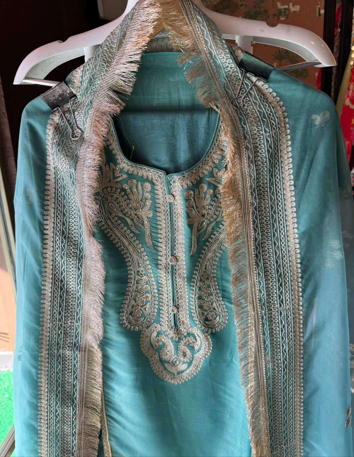 Silk jacquard unstitched shirt