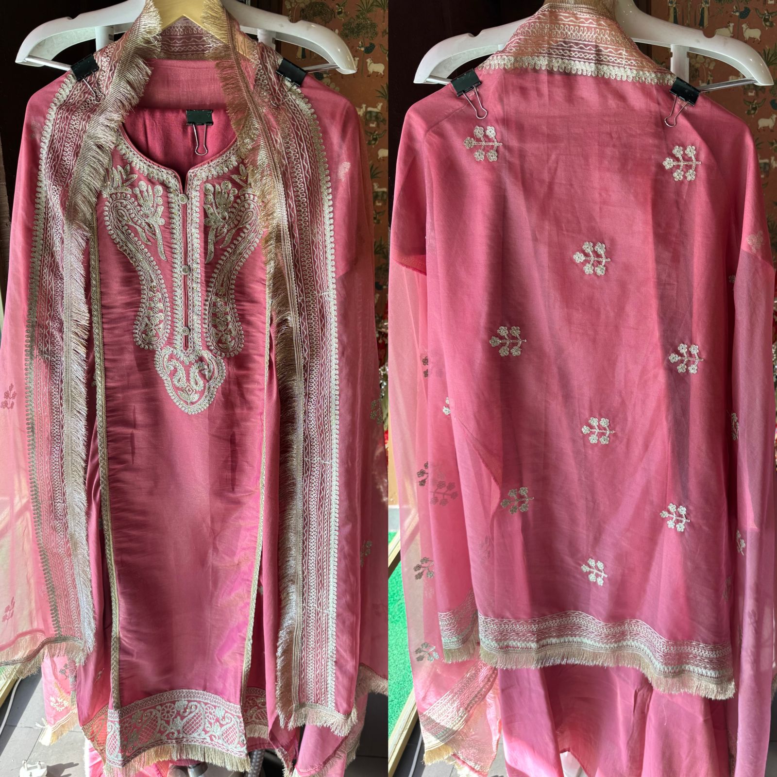 Silk jacquard unstitched shirt