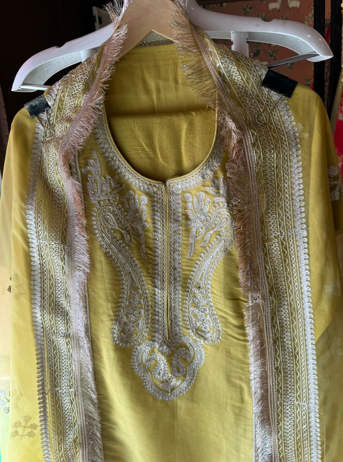 Silk jacquard unstitched shirt