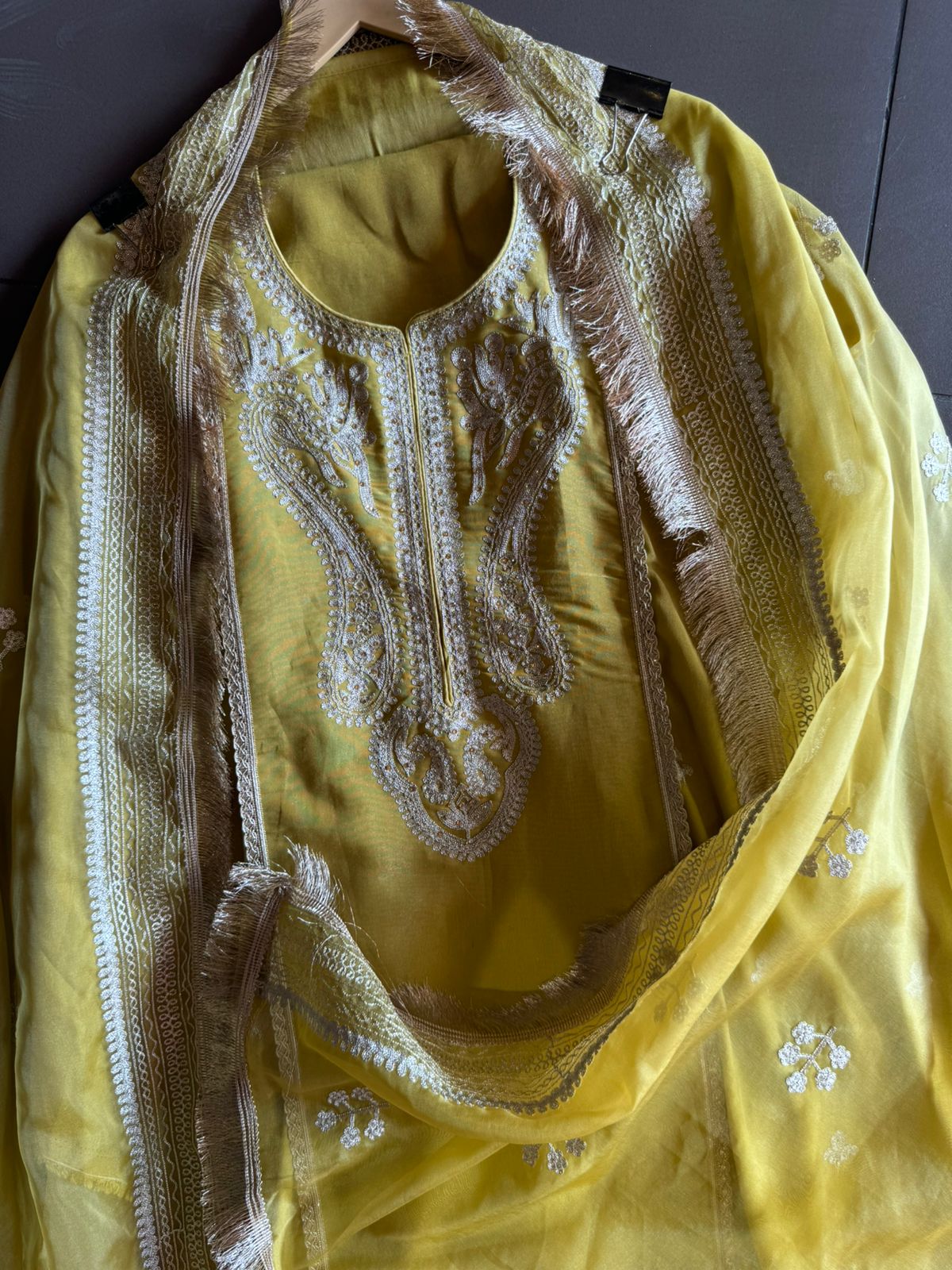 Silk jacquard unstitched shirt