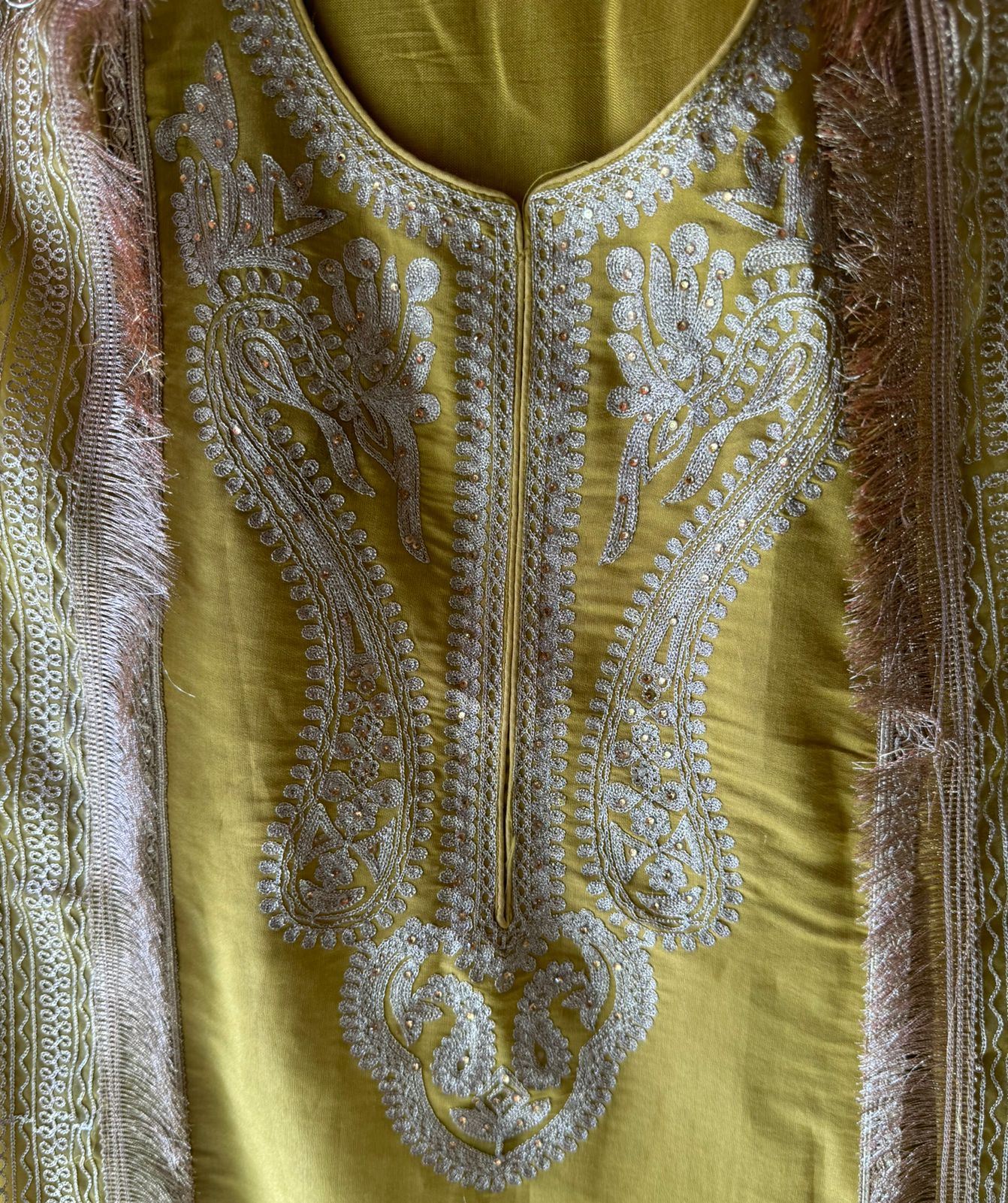 Silk jacquard unstitched shirt