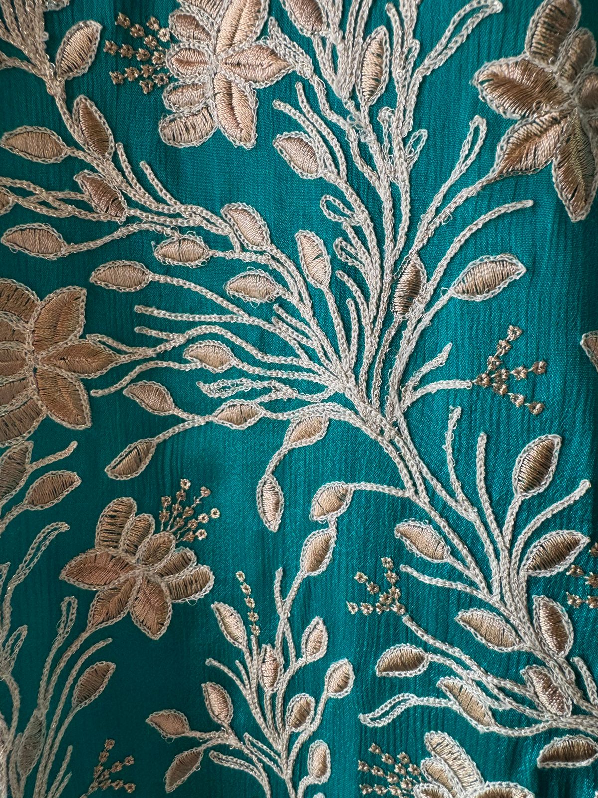 Pure chinon heavily embroidered collection , Unstitched kurta with ari work done