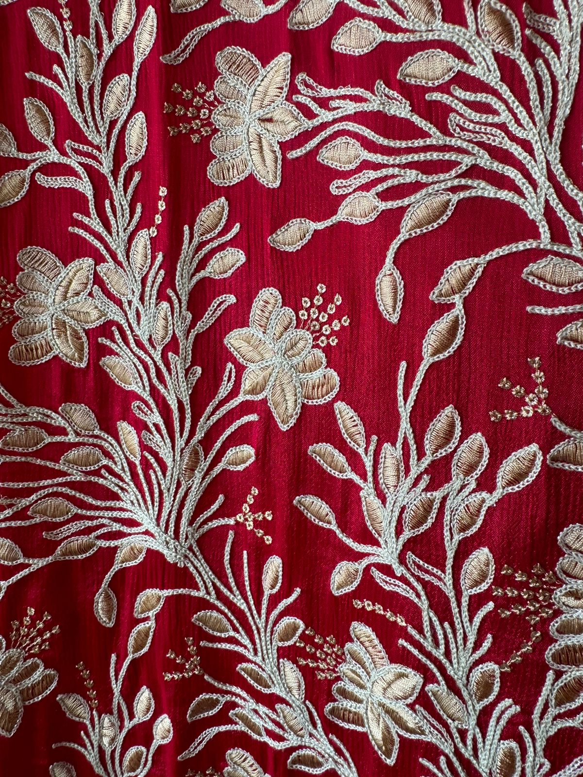 Pure chinon heavily embroidered collection , Unstitched kurta with ari work done