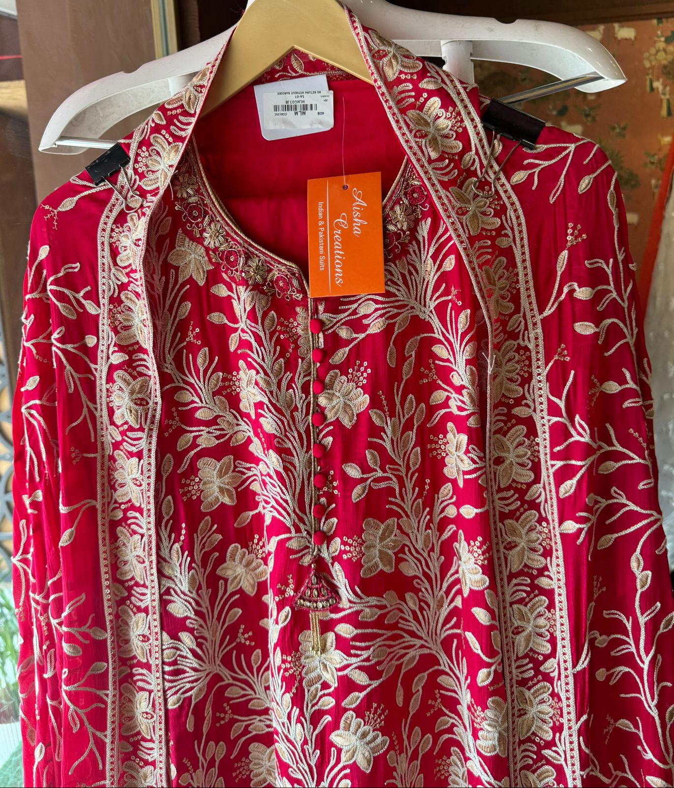 Pure chinon heavily embroidered collection , Unstitched kurta with ari work done