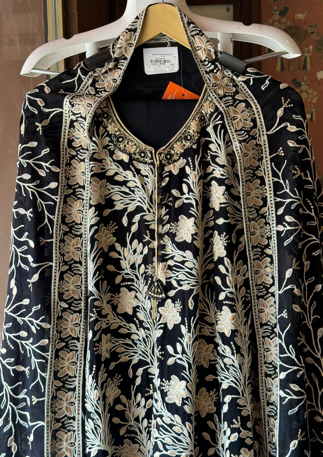 Pure chinon heavily embroidered collection , Unstitched kurta with ari work done