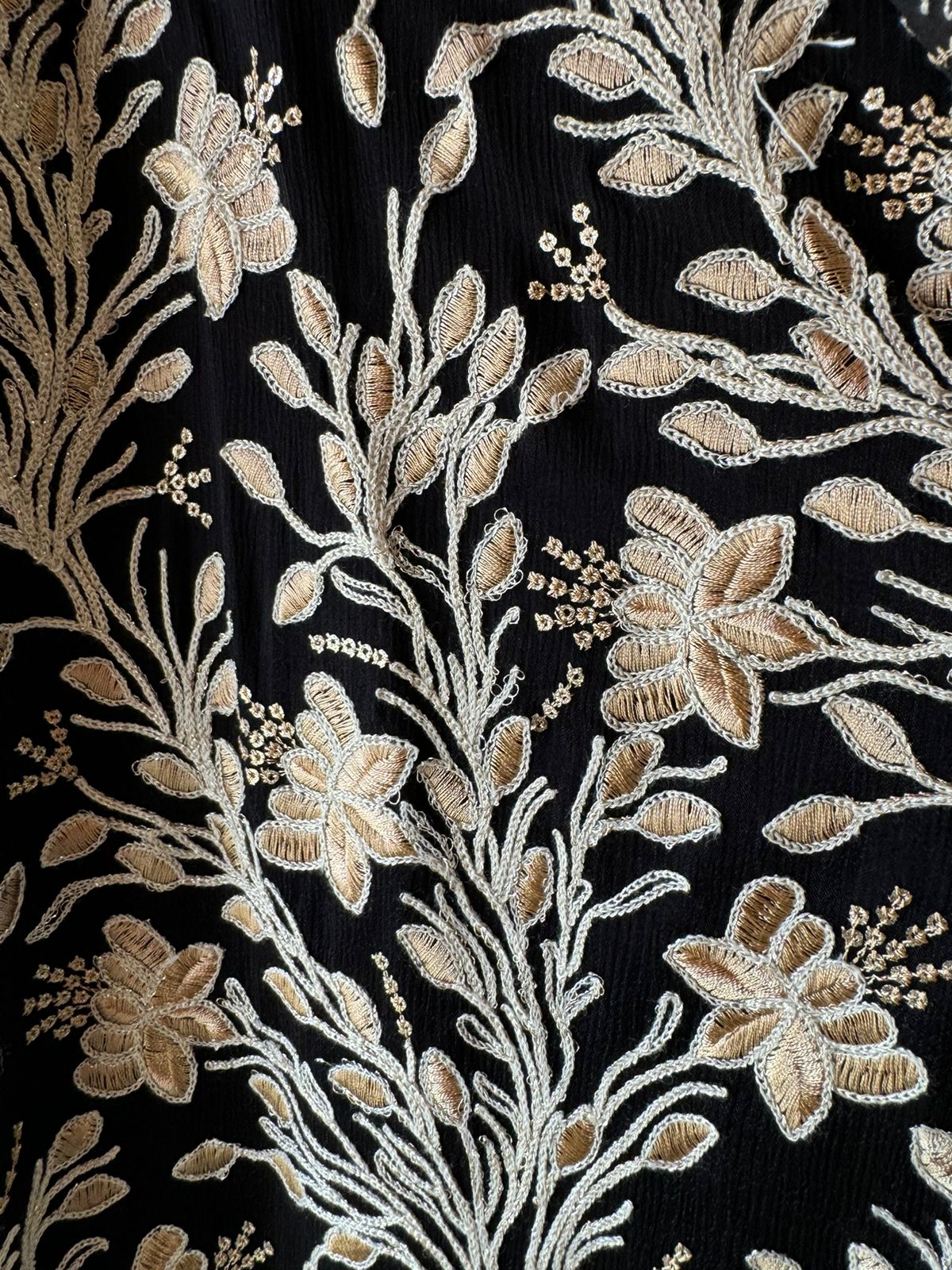 Pure chinon heavily embroidered collection , Unstitched kurta with ari work done