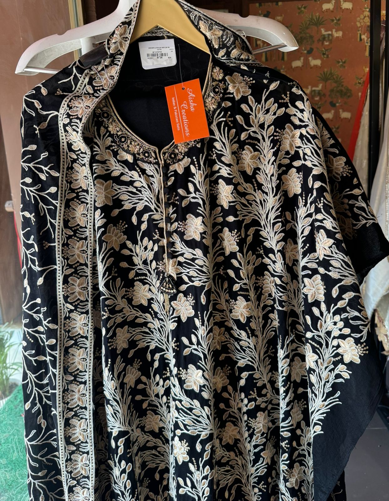 Pure chinon heavily embroidered collection , Unstitched kurta with ari work done