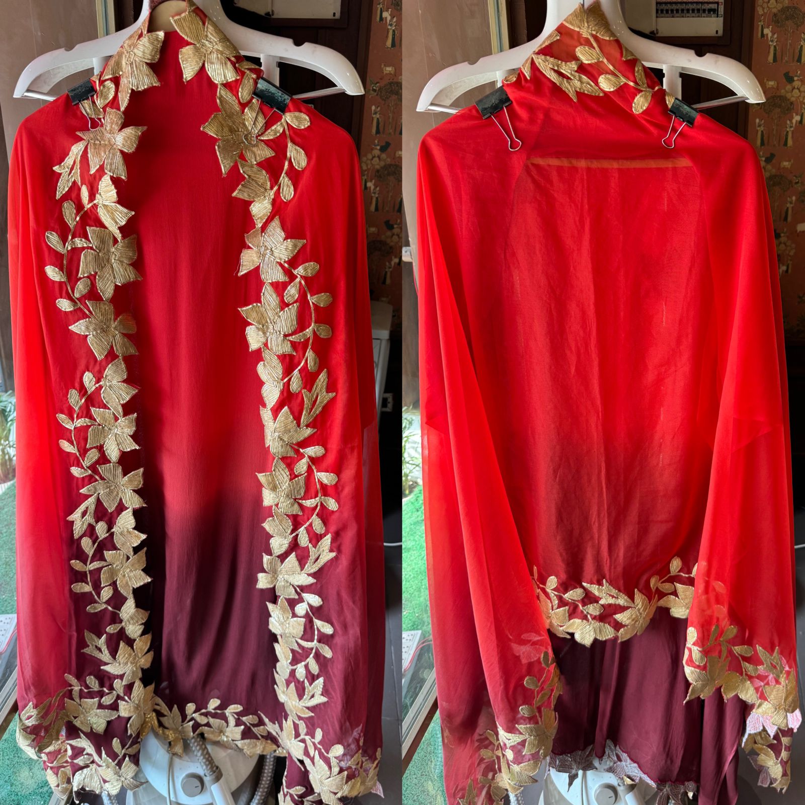 Pure Georgette unstitched Kurta Ombre shaded