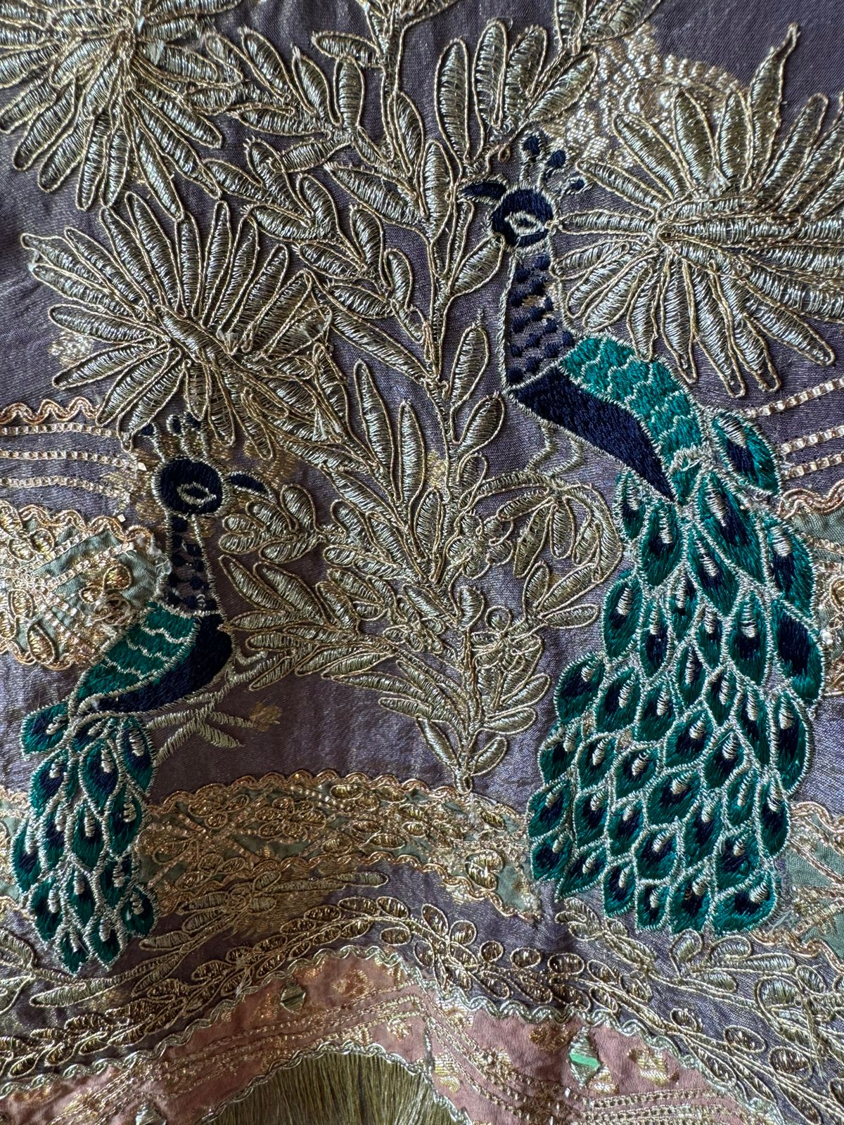 Pure shimmer tissue Shirt with complete zari work done with gotta Patti highlighting