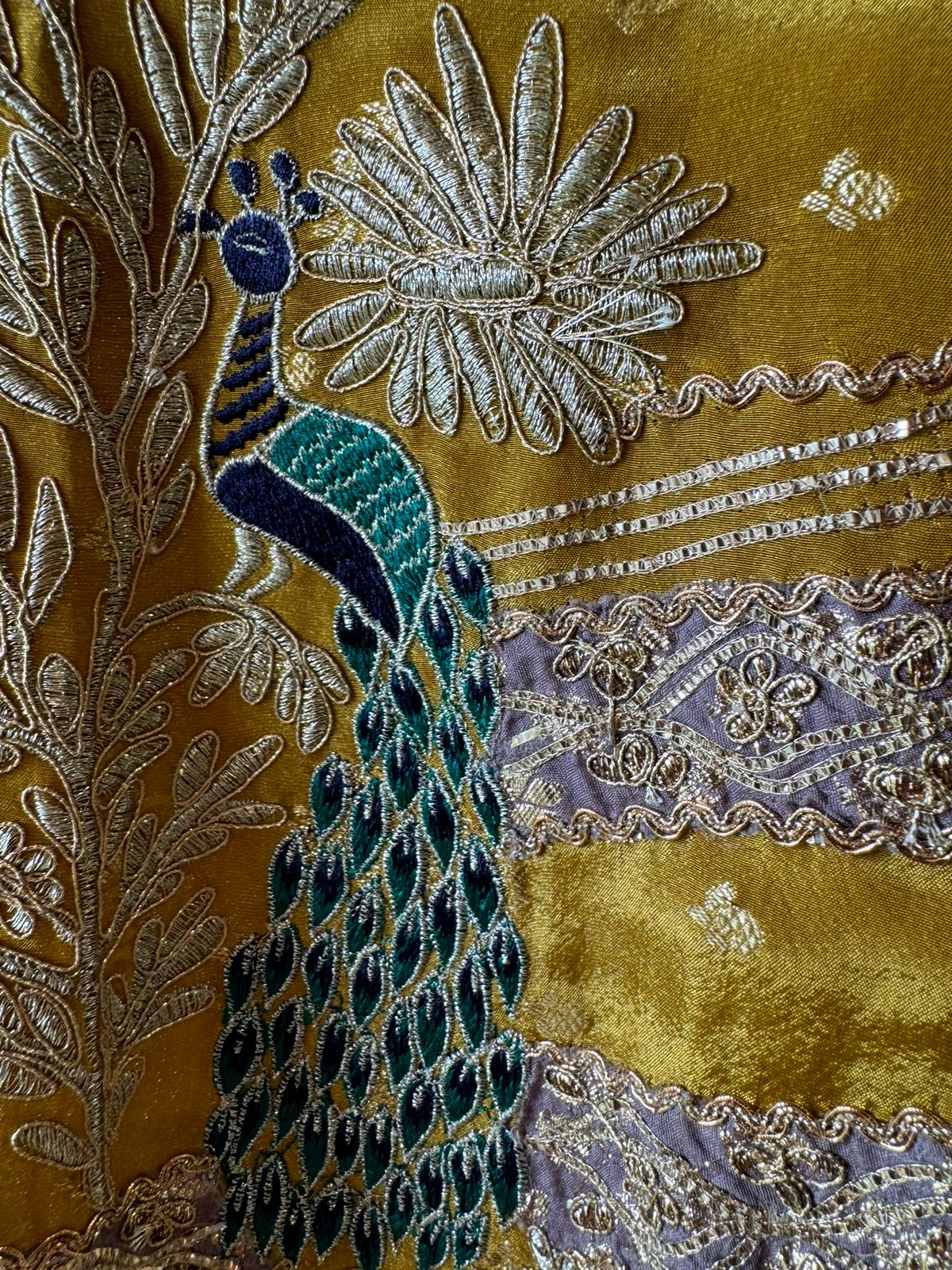 Pure shimmer tissue Shirt with complete zari work done with gotta Patti highlighting