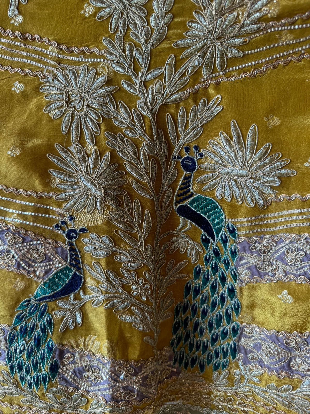 Pure shimmer tissue Shirt with complete zari work done with gotta Patti highlighting