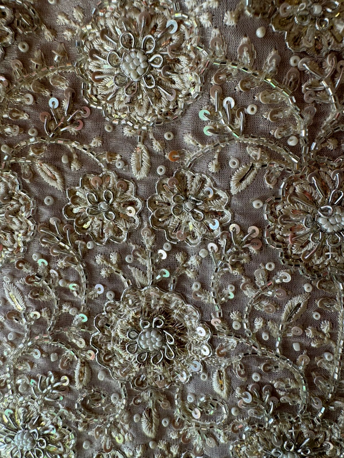 Pure Tissue unstitched Shirt with handwork highlighting on the neckline with Dabka,Dori