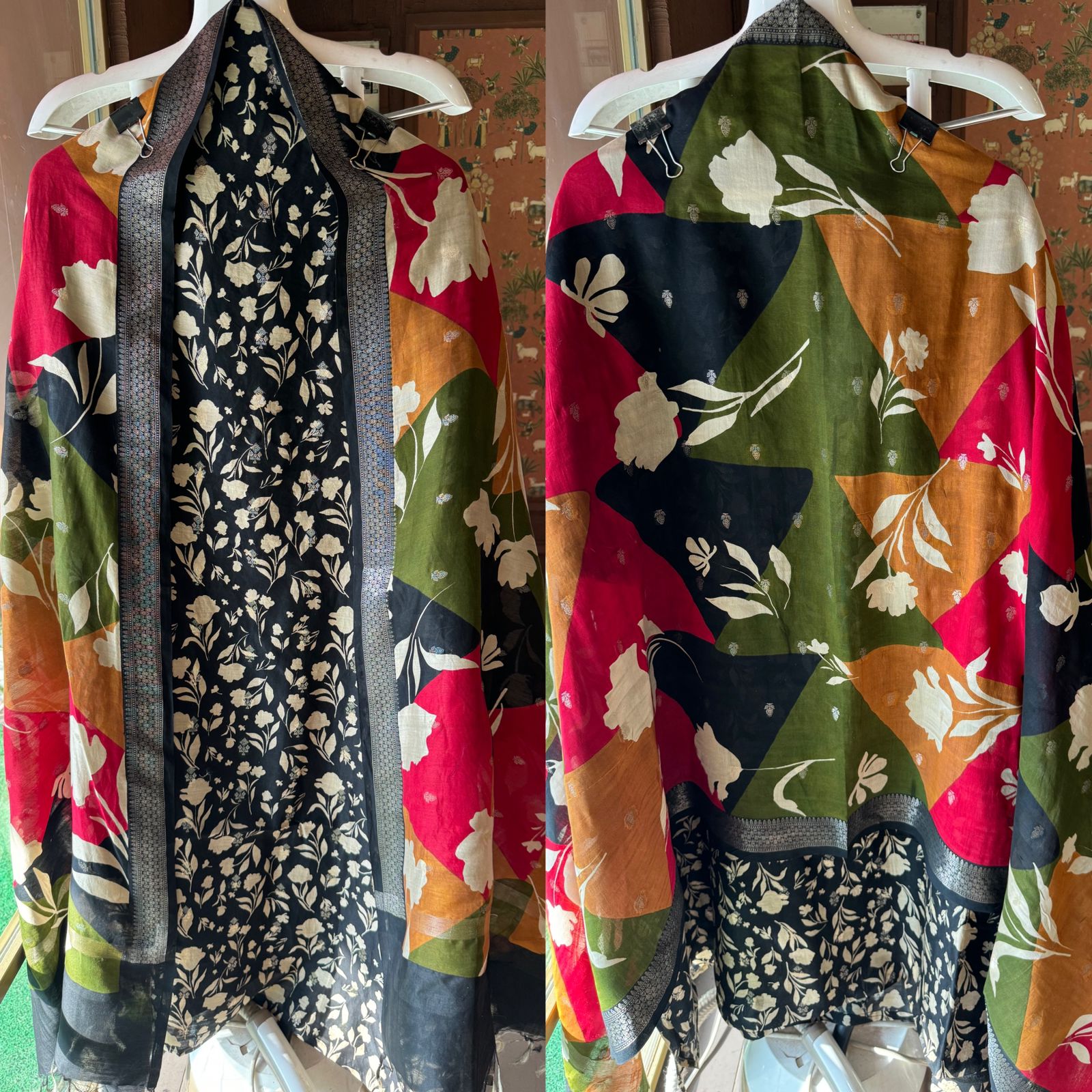 Pure baluchari Silk weaved digital printed shirt