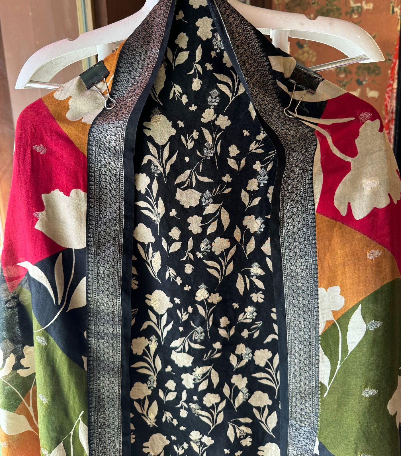 Pure baluchari Silk weaved digital printed shirt