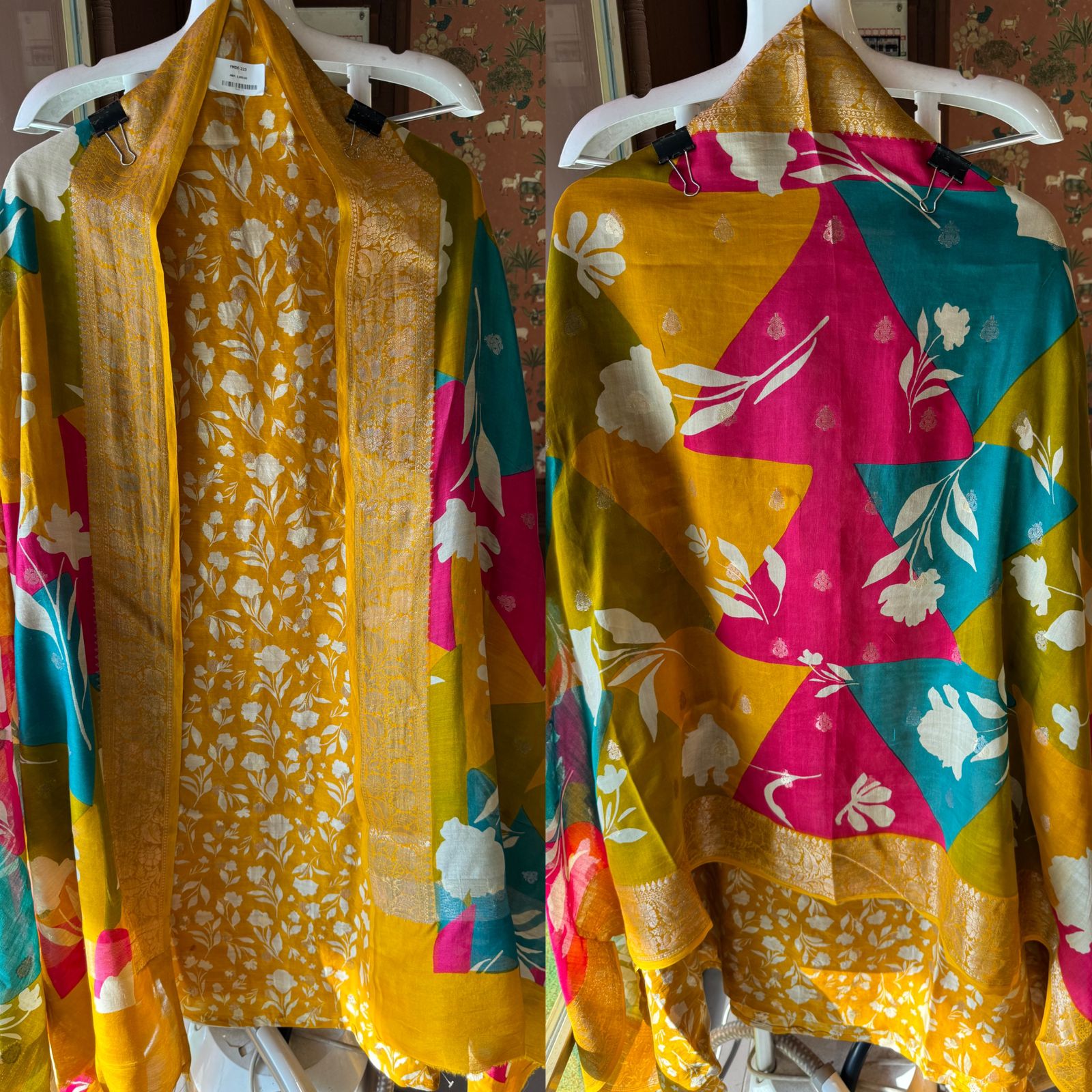 Pure baluchari Silk weaved digital printed shirt