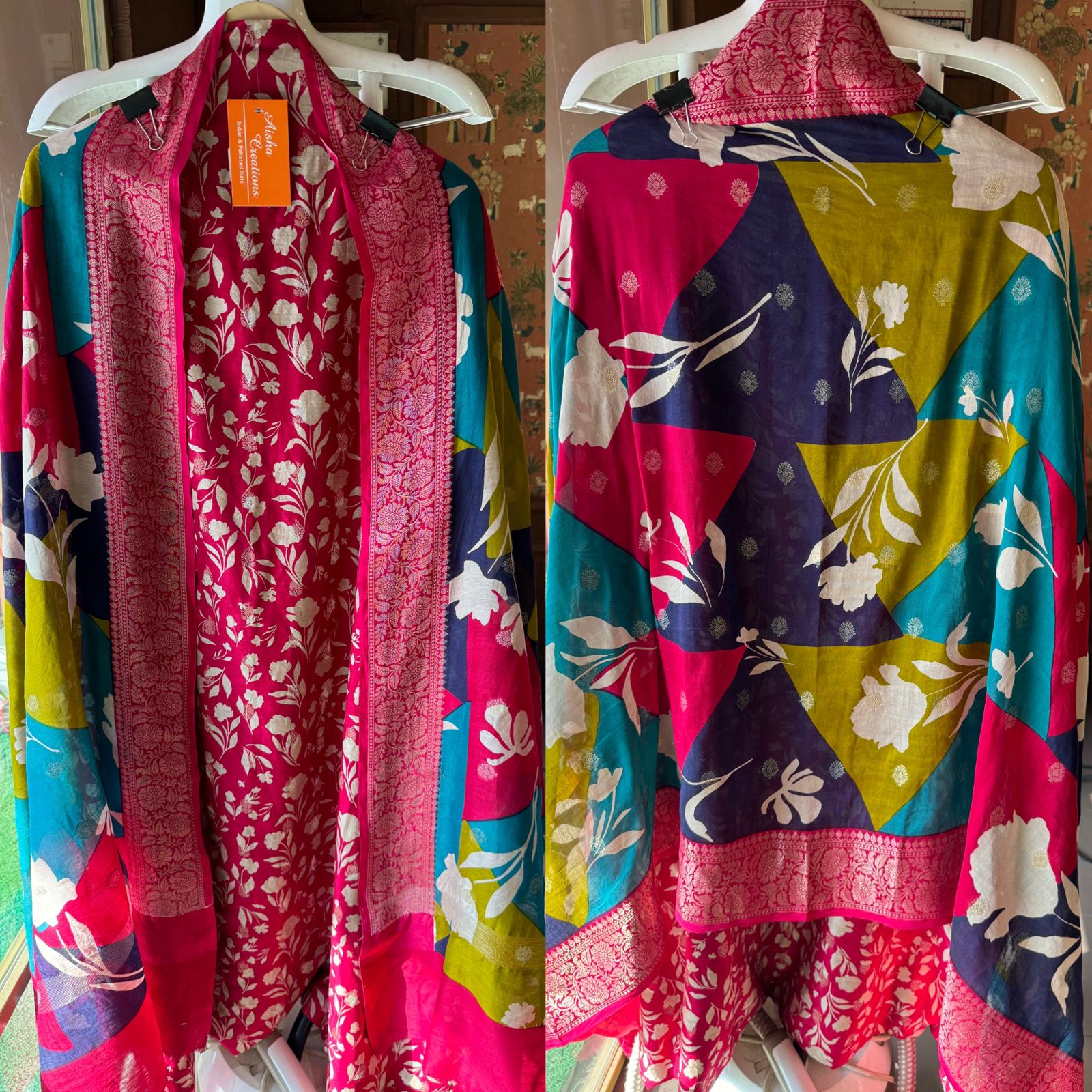 Pure baluchari Silk weaved digital printed shirt