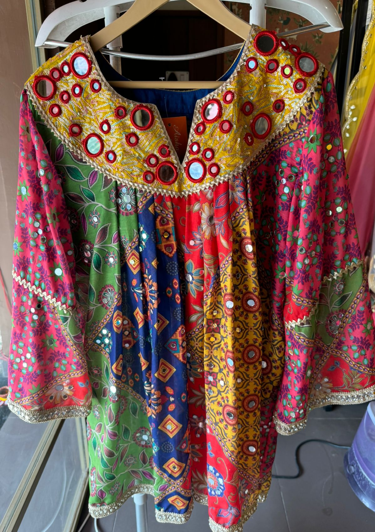 Multi coloured digital printed Cotton silk Kurta