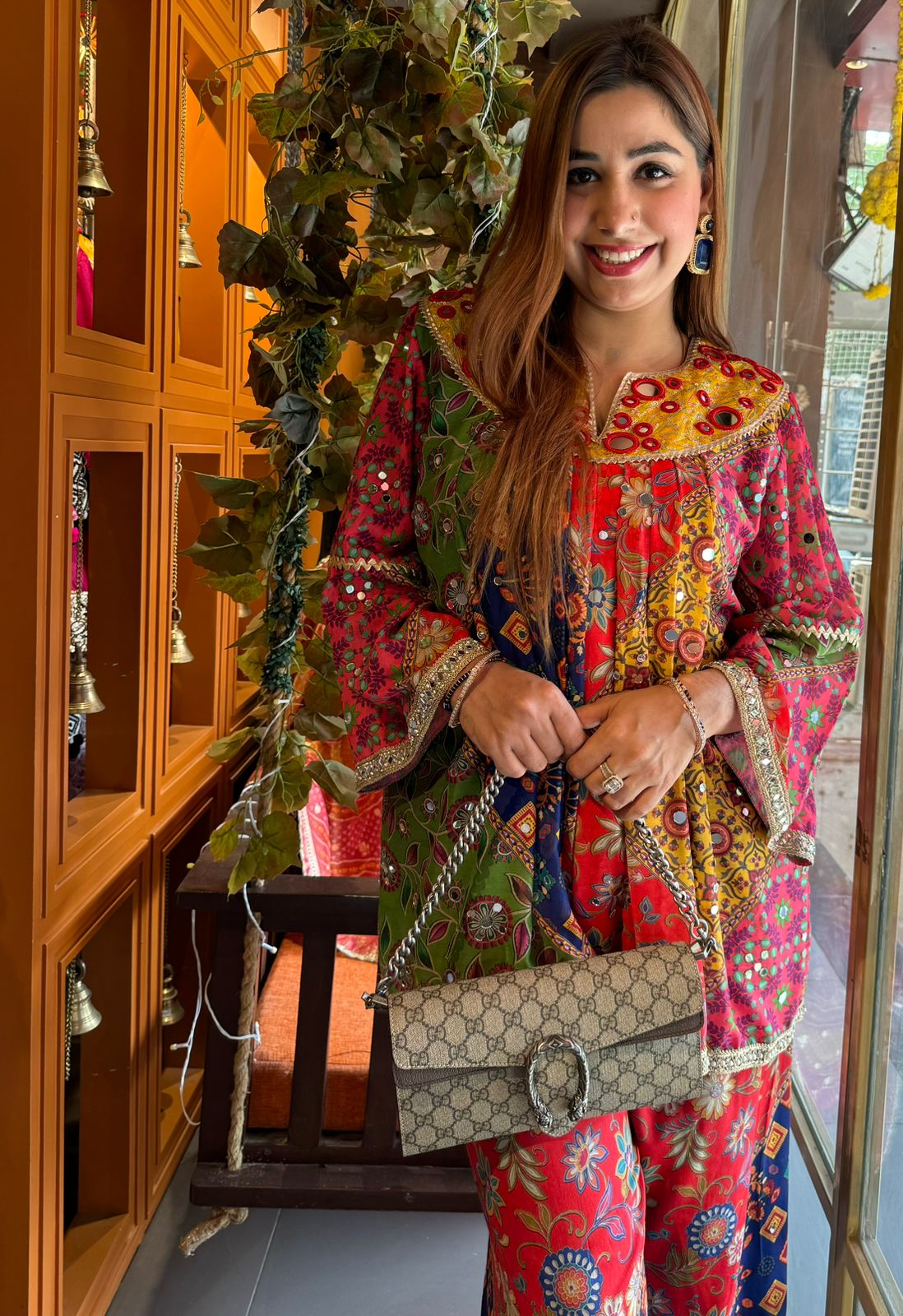 Multi coloured digital printed Cotton silk Kurta