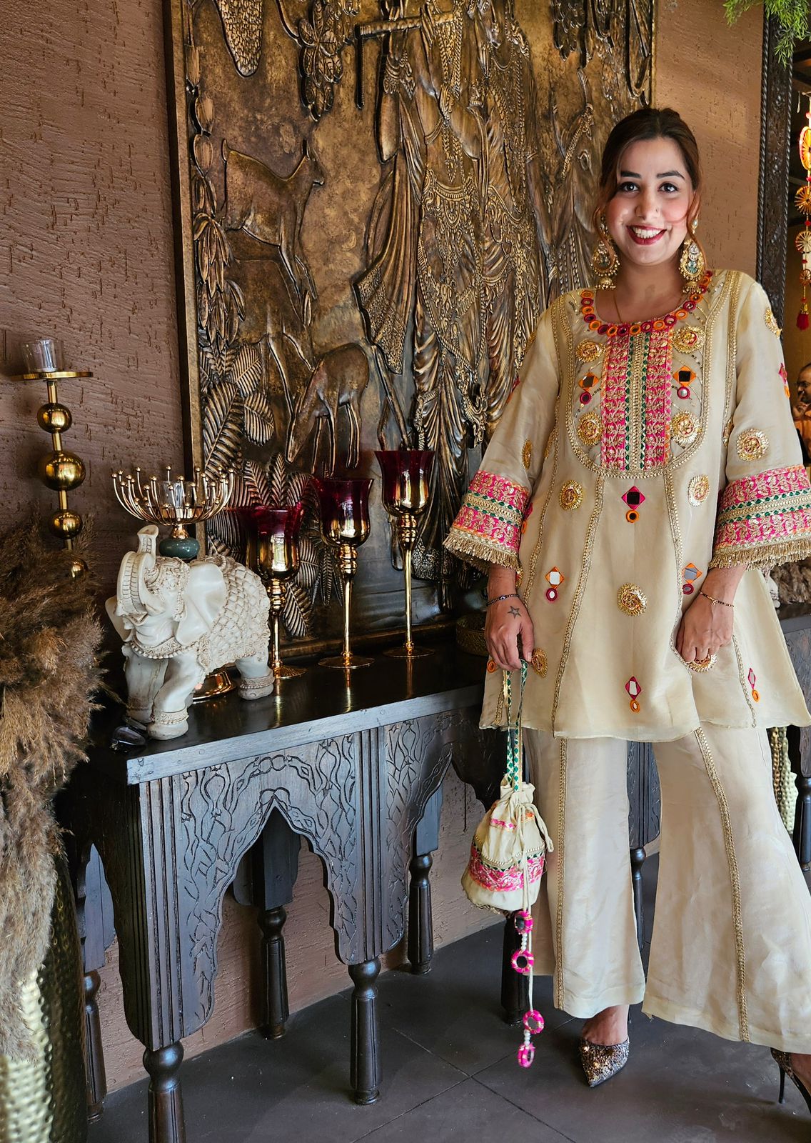 Pure shimmer tissue silk top