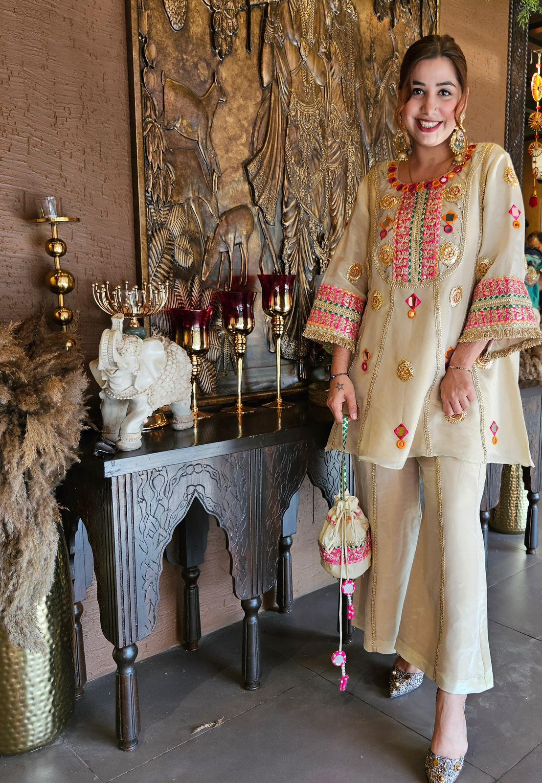 Pure shimmer tissue silk top