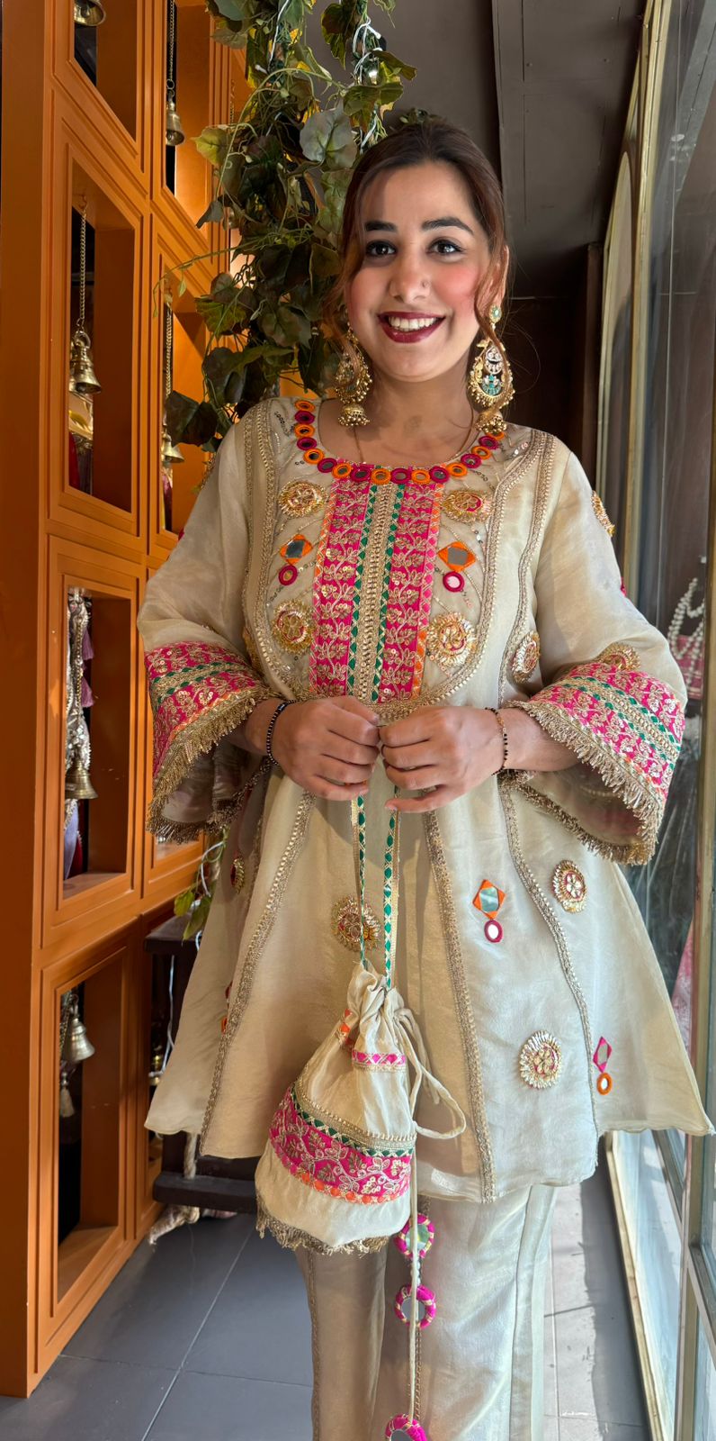 Pure shimmer tissue silk top