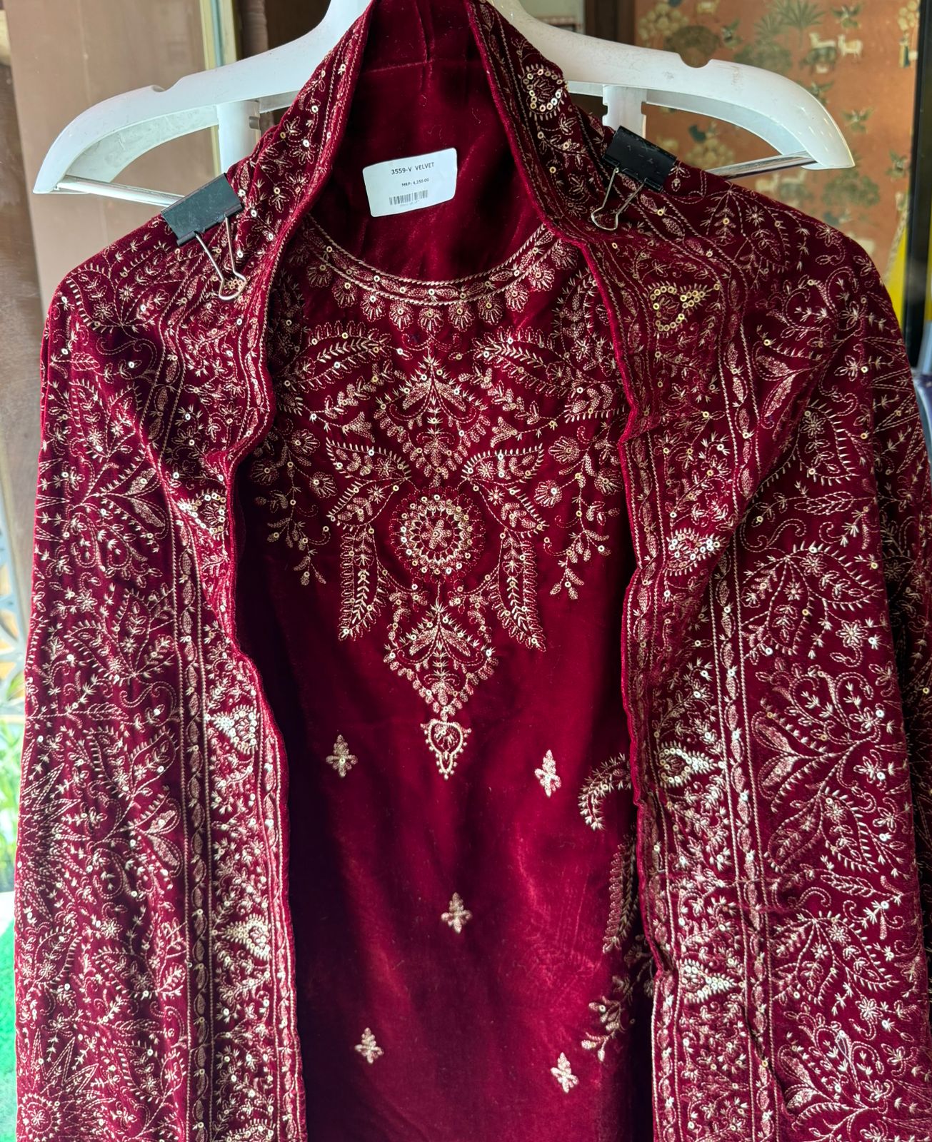 Pure micro velvet (Unstitched shirt)