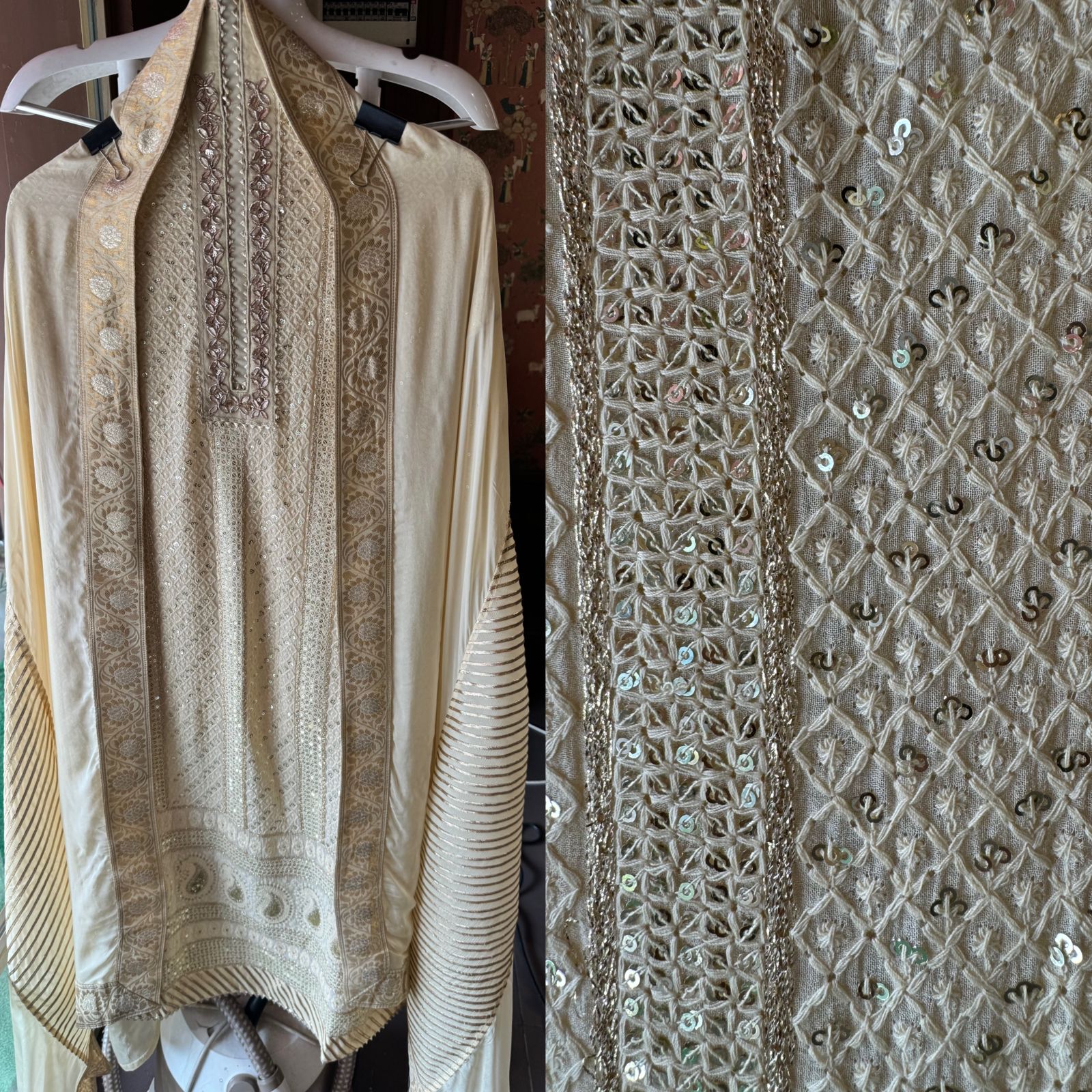 Soft and pure Georgette lakhnavi embroidered shirt