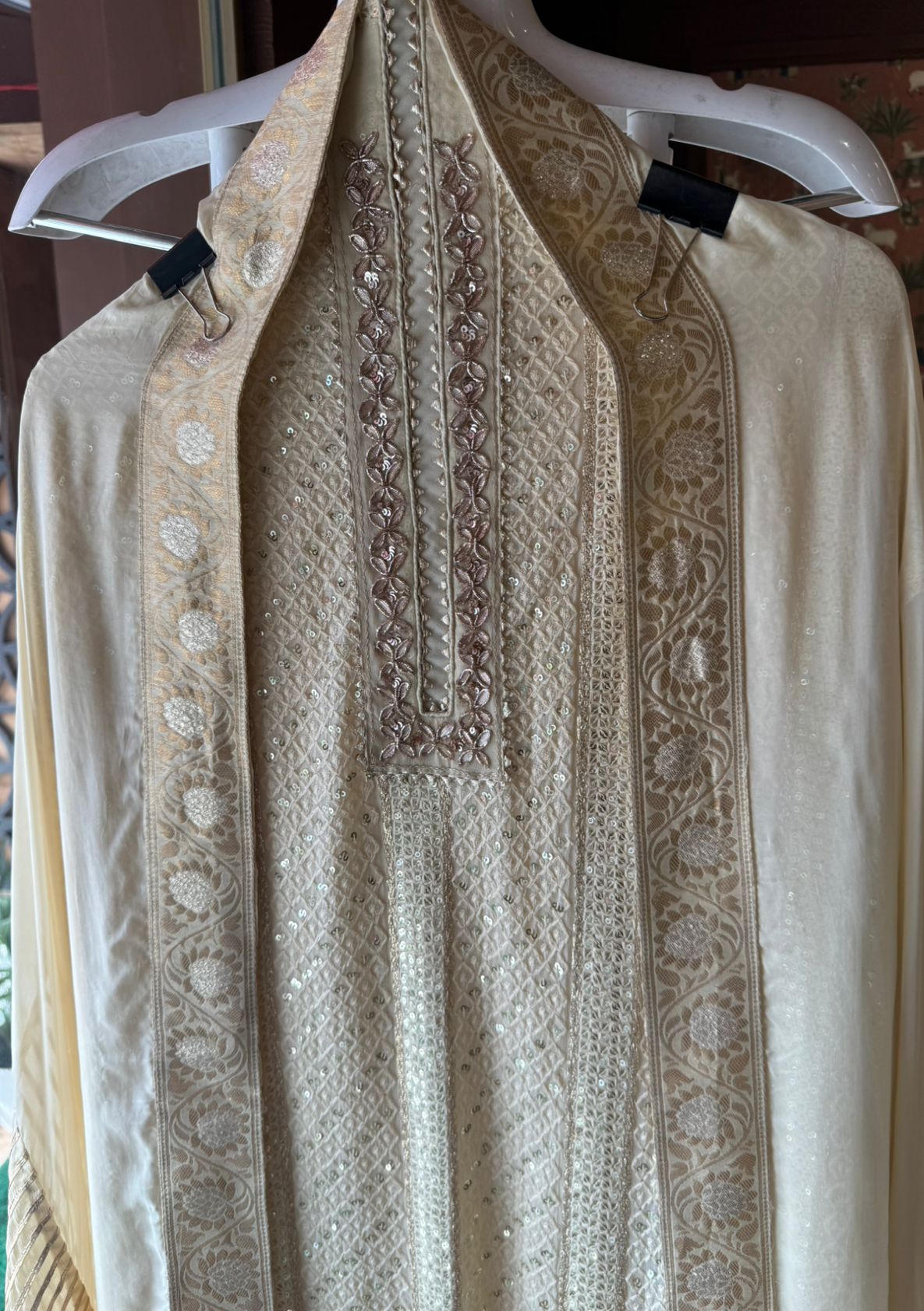 Soft and pure Georgette lakhnavi embroidered shirt