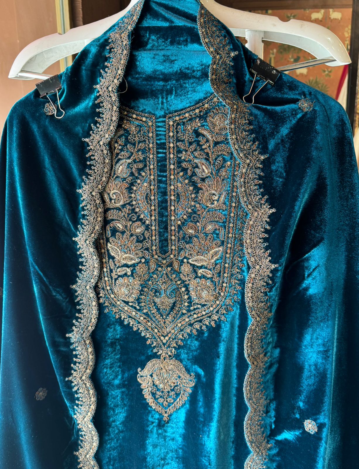 Pure micro velvet (Unstitched) shirt