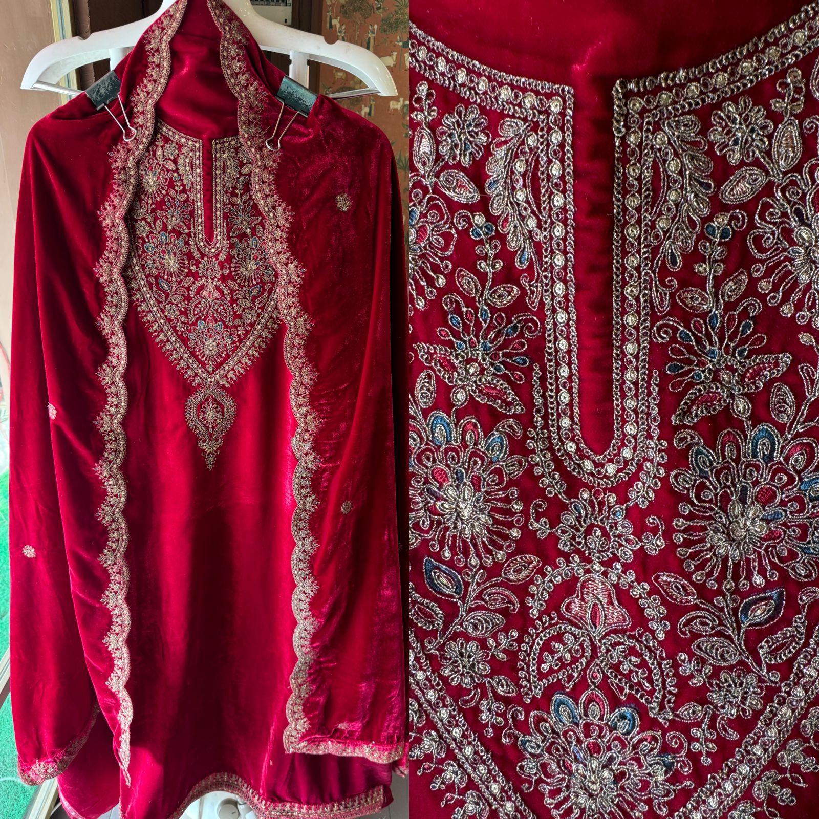 Pure micro velvet (Unstitched) shirt