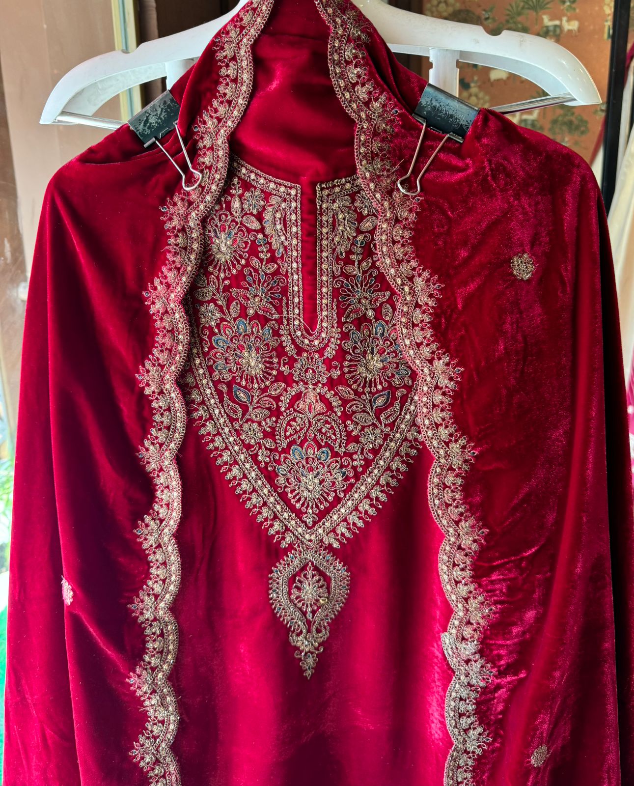 Pure micro velvet (Unstitched) shirt