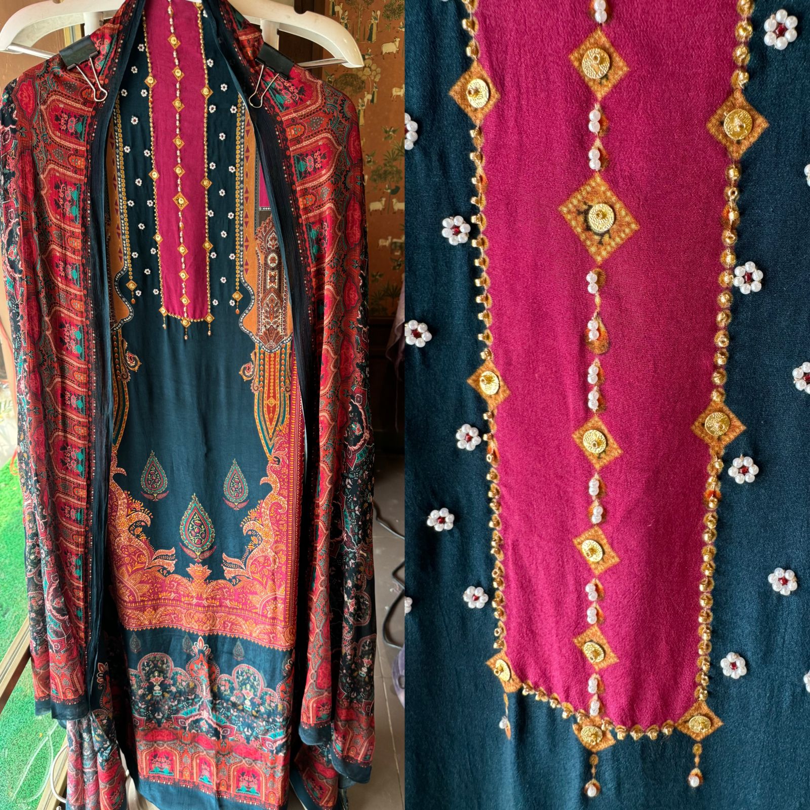 Pure crepe Pakistani digital prints (Unstitched fabrics)