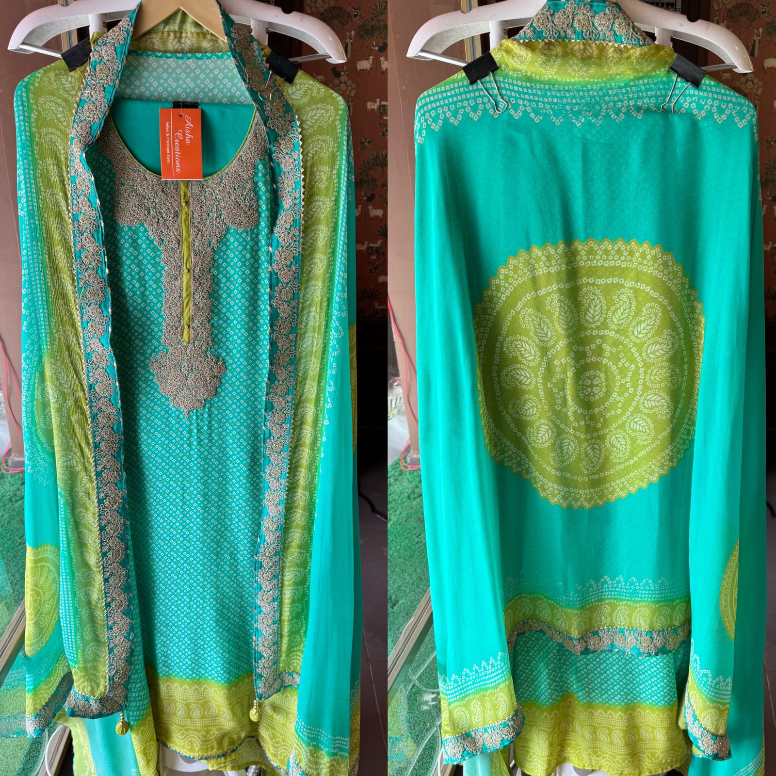 Crepe digital printed bandhani suit (Unstitched)