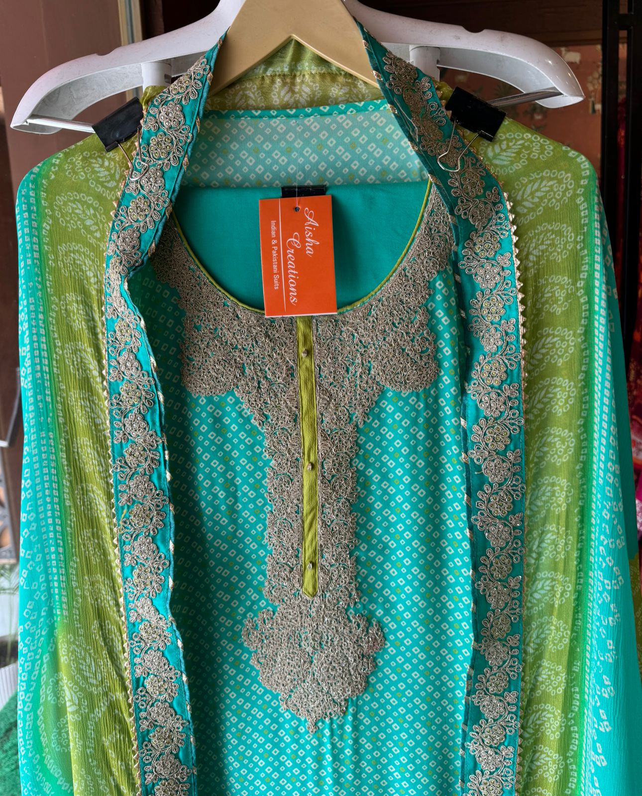 Crepe digital printed bandhani suit (Unstitched)