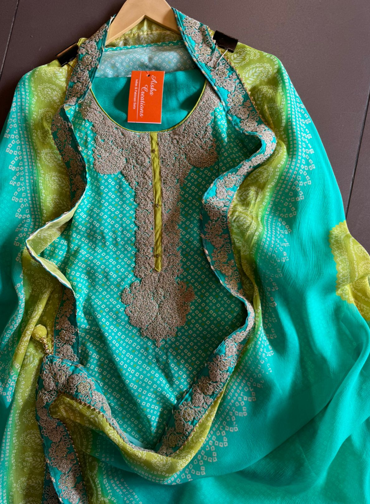 Crepe digital printed bandhani suit (Unstitched)