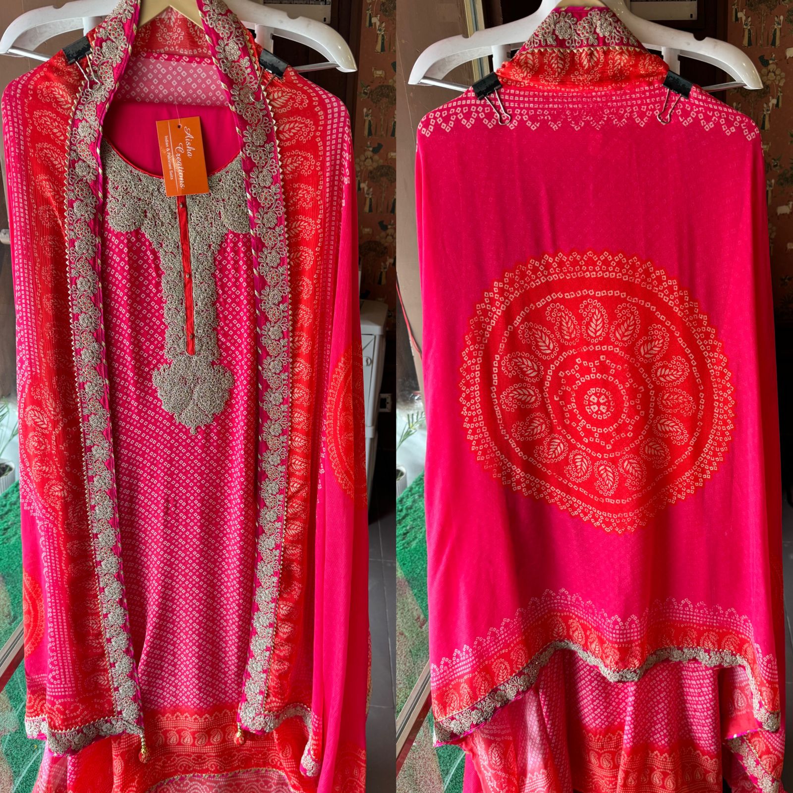 Crepe digital printed bandhani suit (Unstitched)