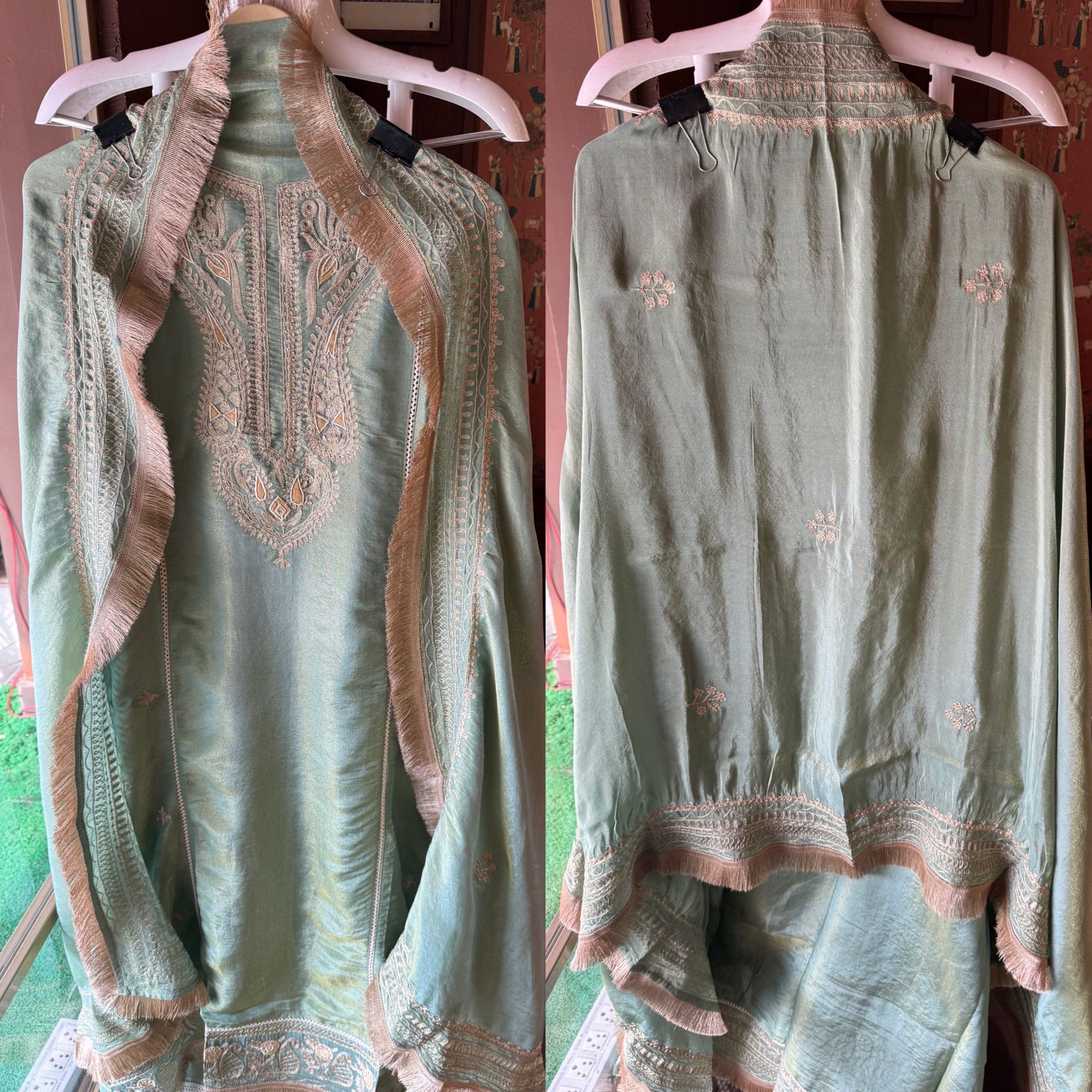 Pure tissue jacquard unstitched shirt