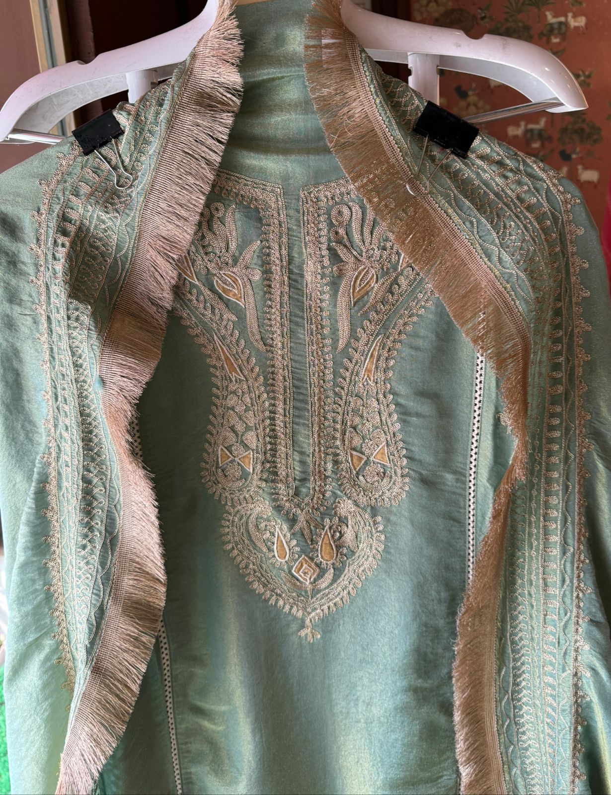 Pure tissue jacquard unstitched shirt