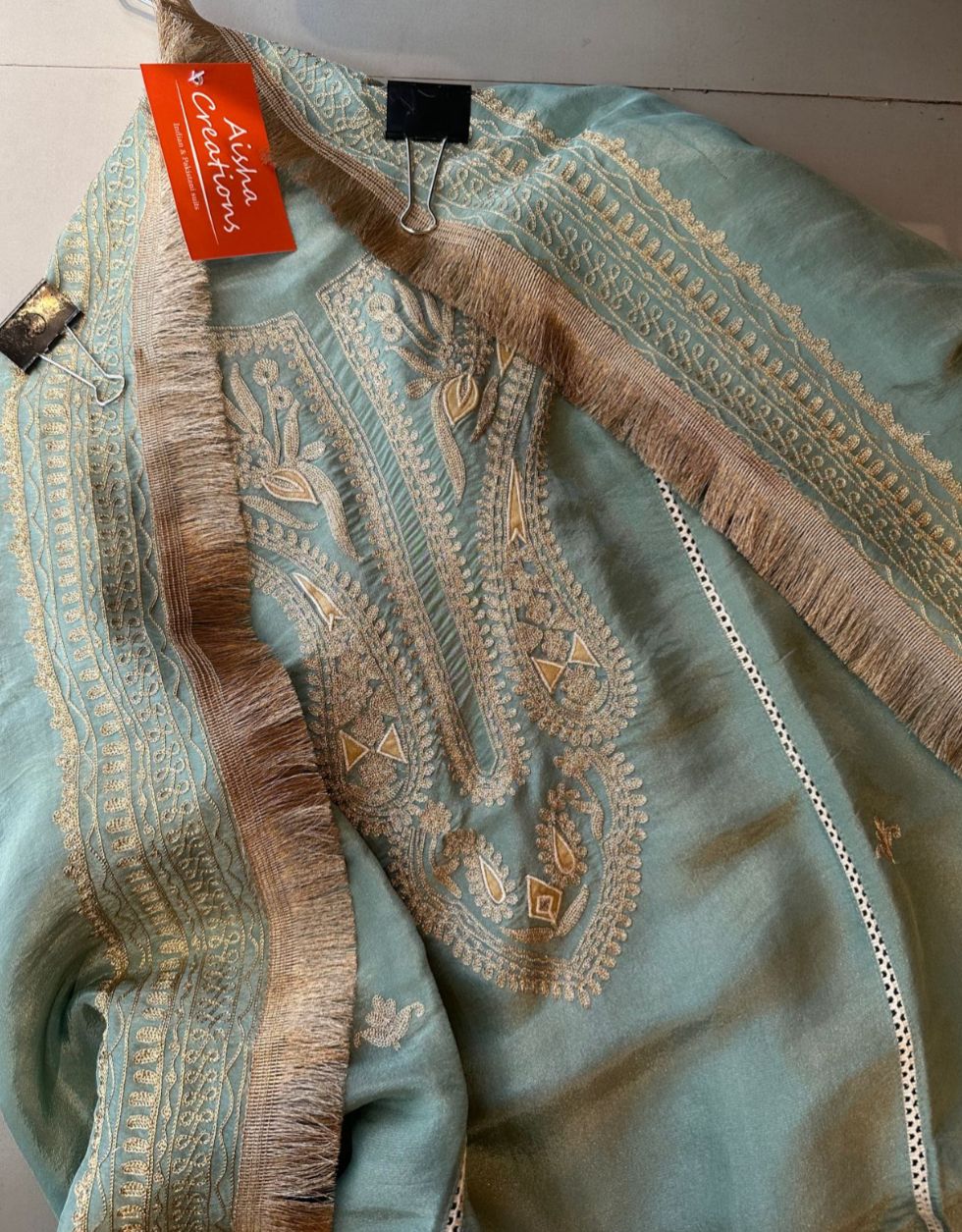 Pure tissue jacquard unstitched shirt