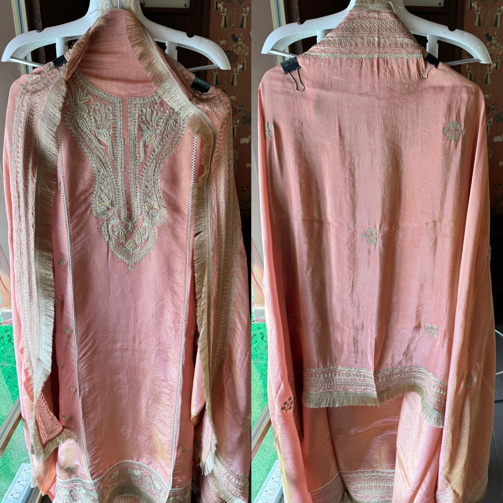 Pure tissue jacquard unstitched shirt