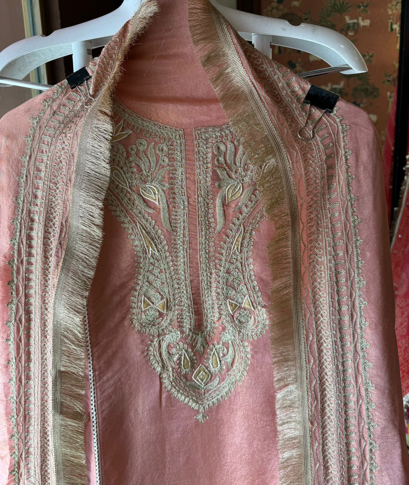 Pure tissue jacquard unstitched shirt