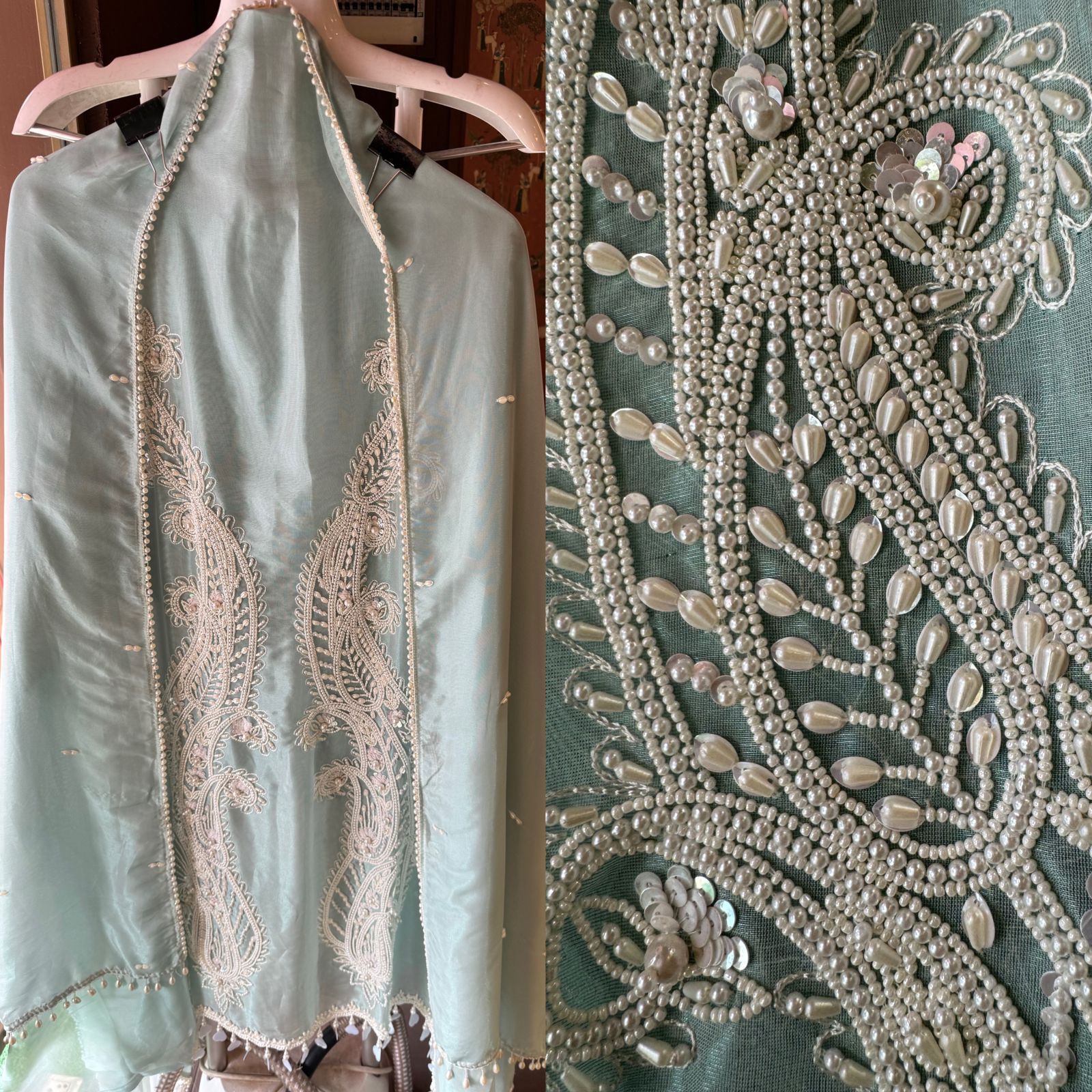 Pure shimmer tissue unstitched Pakistani hand embroidered Concepts